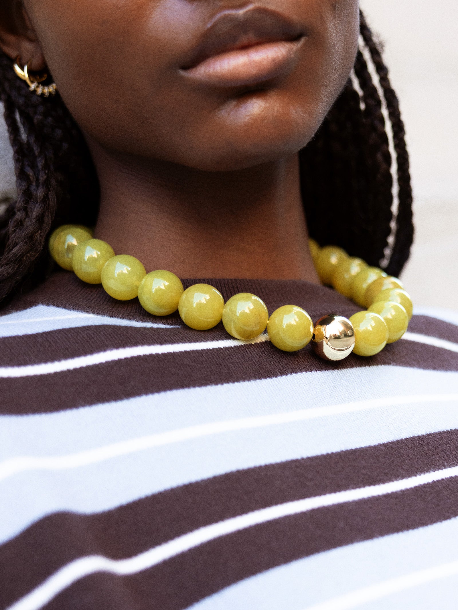 Jane Beaded Necklace - Olive Jade-Blues Comming
