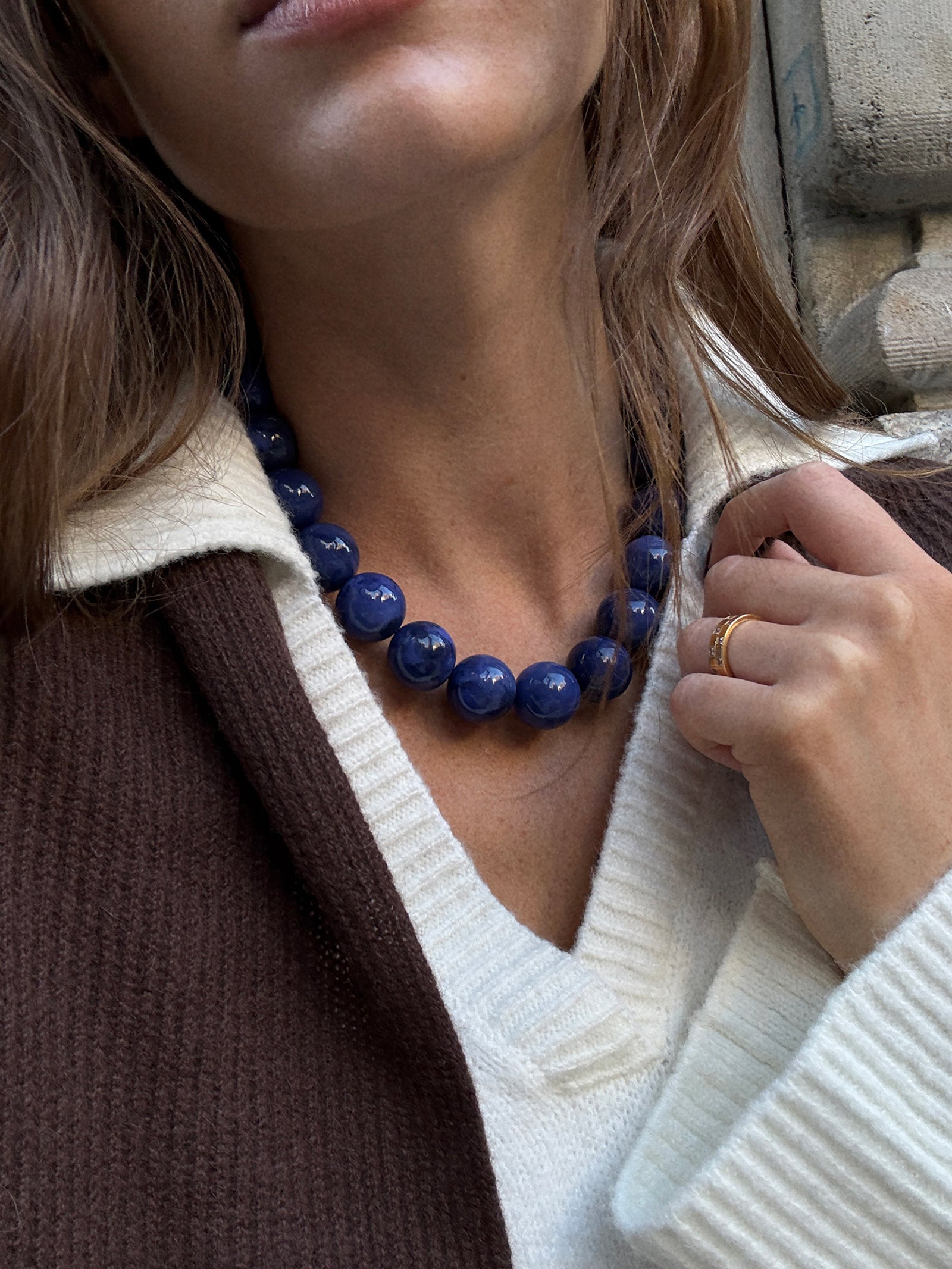 Jane Beaded Necklace - Lapis-Blues Comming