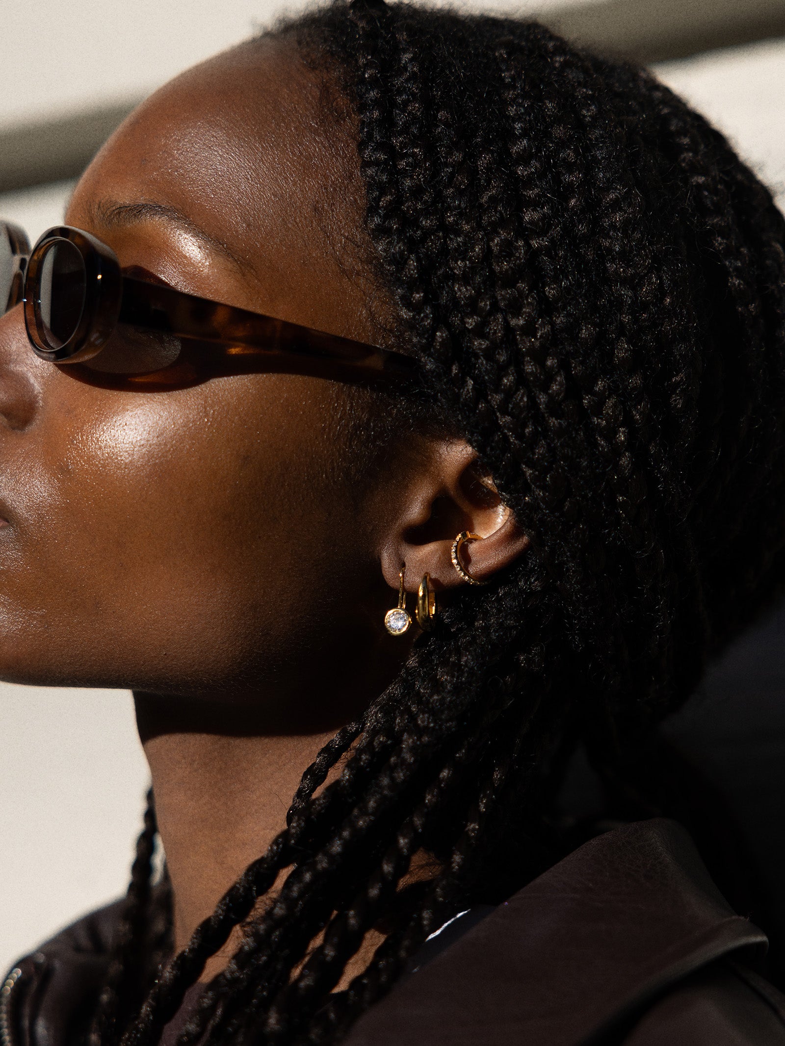 Fallon 18K Gold Bezel Earrings - 8MM Stone-Blues Comming