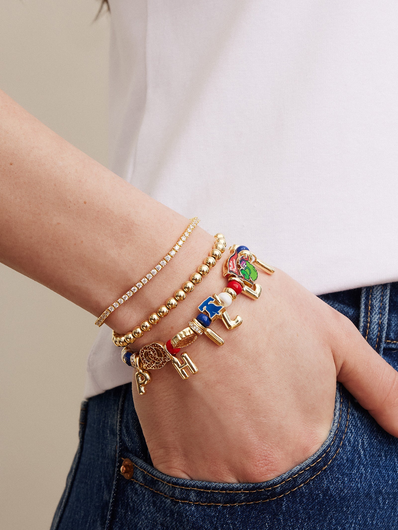 MLB Motif Beaded Bracelet - Philadelphia Phillies-Blues Comming