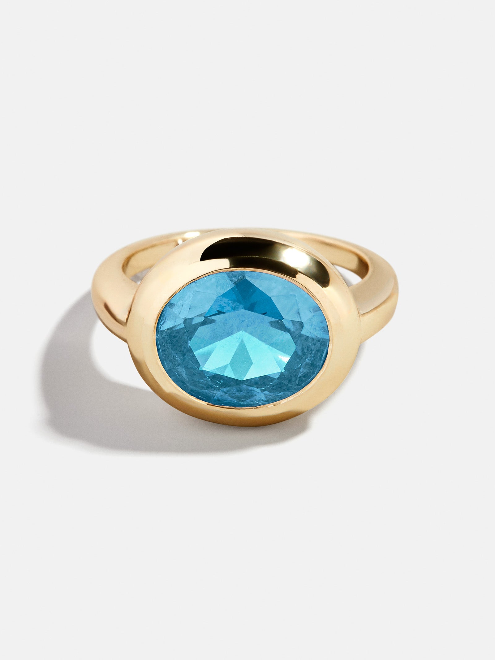 Gold Cubic Zirconia Custom Birthstone Ring - Aquamarine-Blues Comming