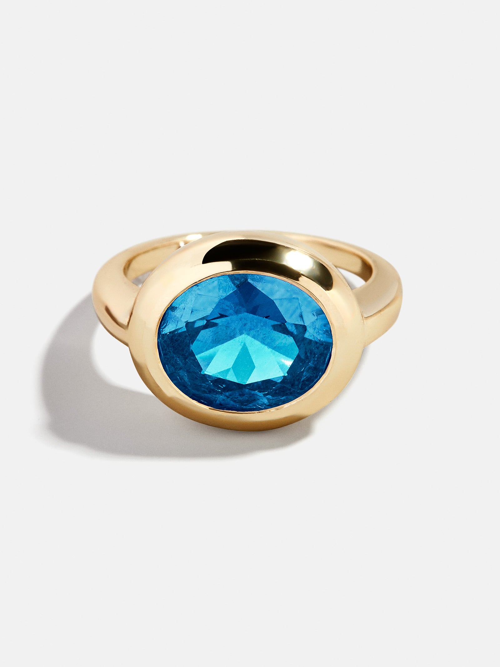 Gold Cubic Zirconia Custom Birthstone Ring - Blue Zircon-Blues Comming