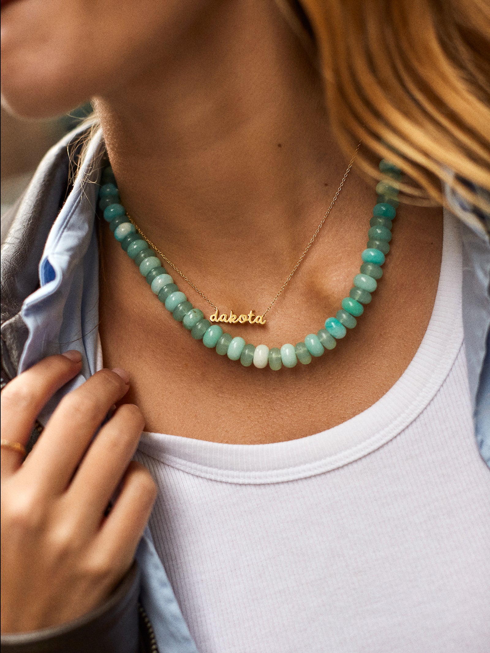 Joyce Semi-Precious Beaded Necklace - Turquoise-Blues Comming