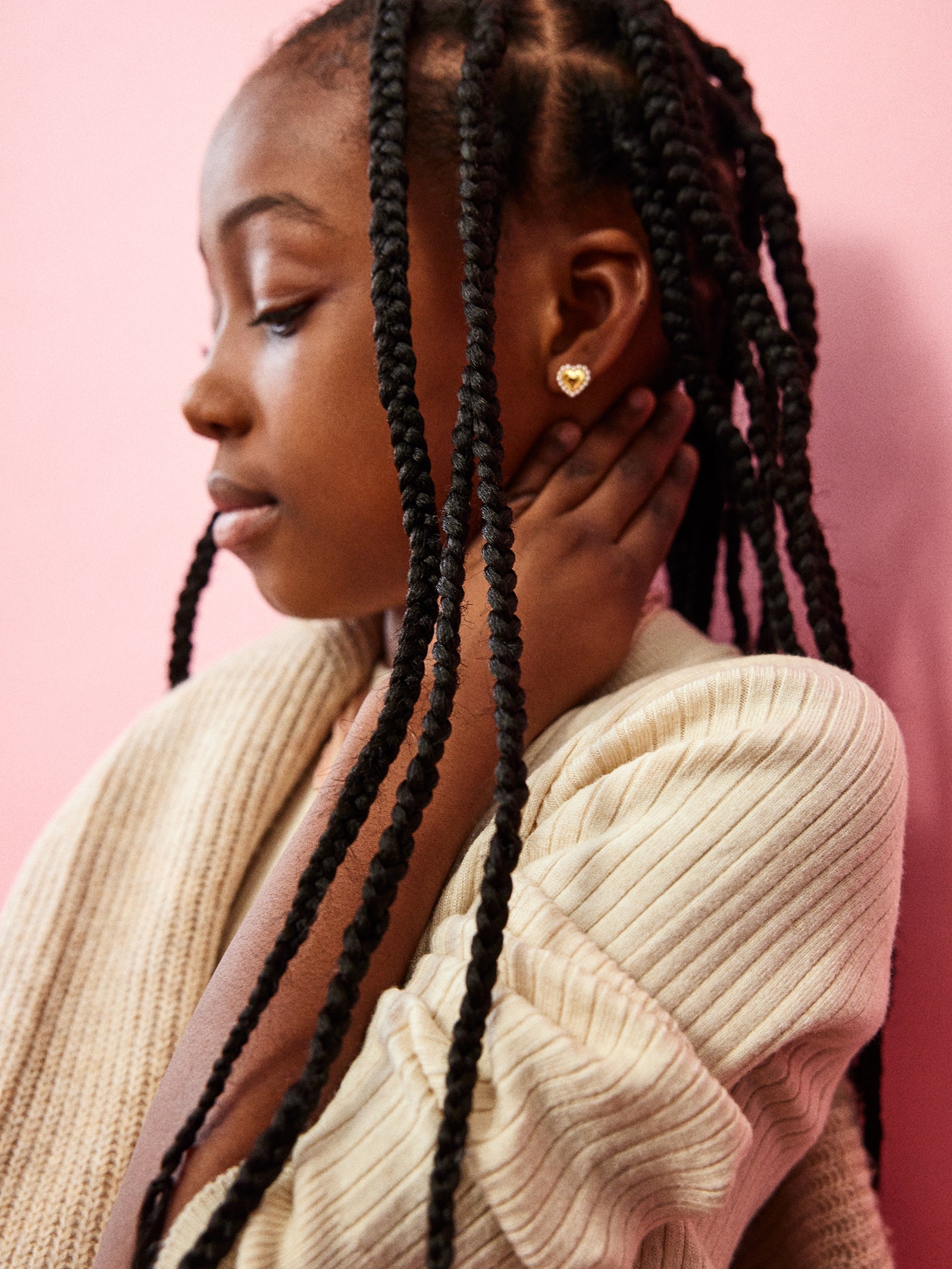 Pearl-Kissed 18K Gold Kids' Heart Earrings - Gold/Pearl-Blues Comming