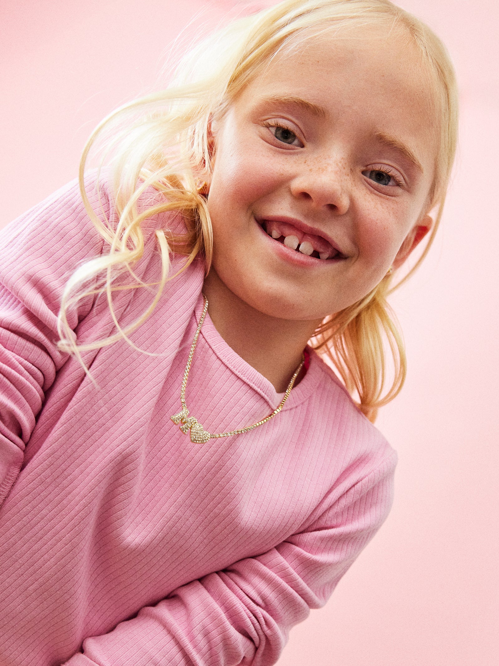 Love Letter Kids' Initial Tennis Necklace - Gold/Pavé-Blues Comming