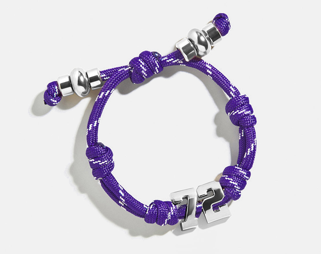 Knotty Varsity Number Custom Bracelet - Purple Double Digit-Blues Comming