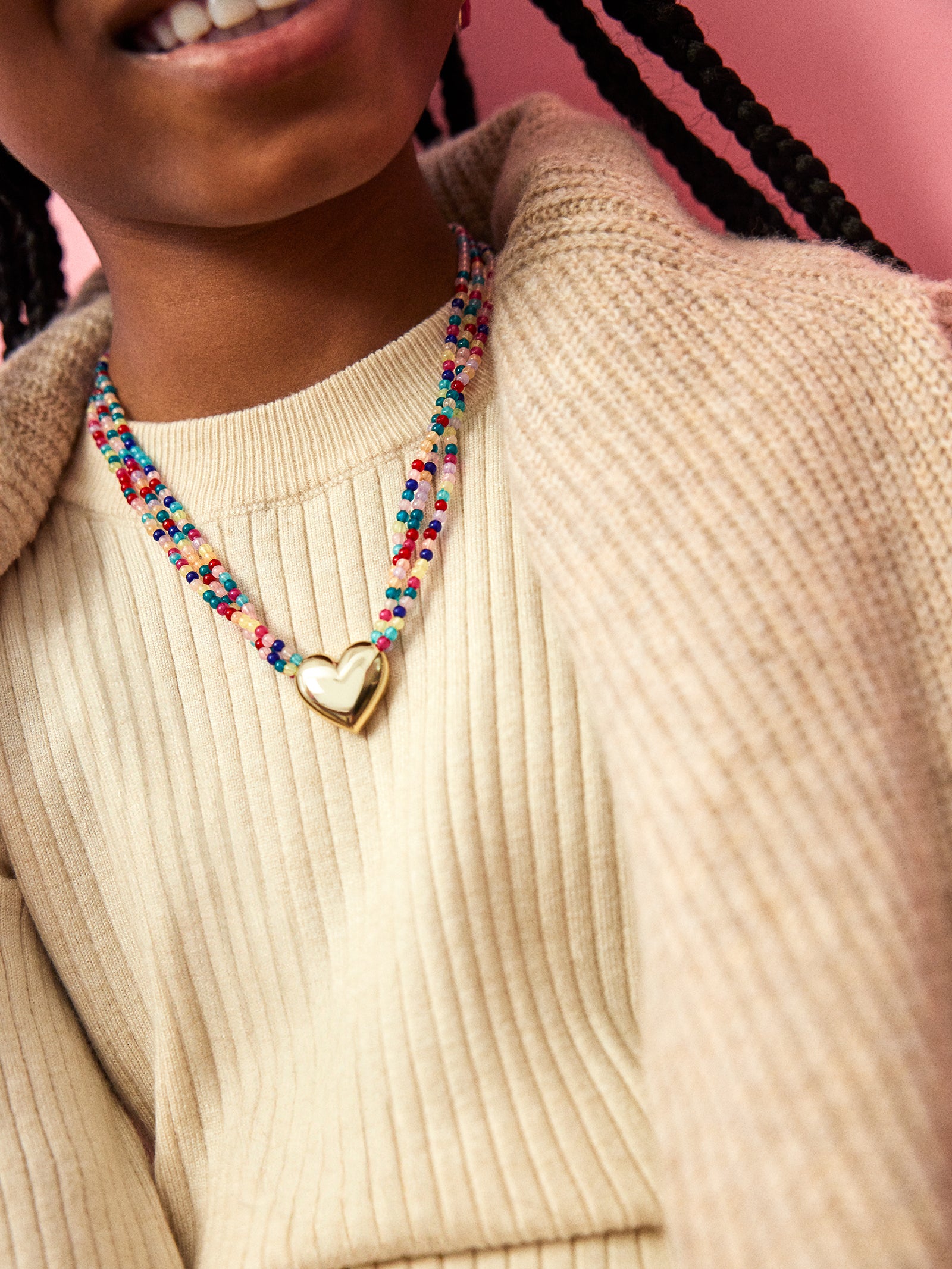 Millie Kids' Bubble Heart Necklace - Gold/Multi-Blues Comming