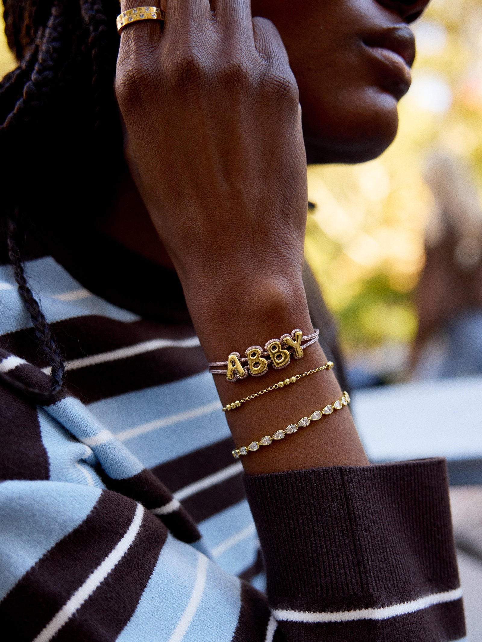 Wrapped Up Bubble Waterproof Custom Cord Bracelet - Light Brown-Blues Comming