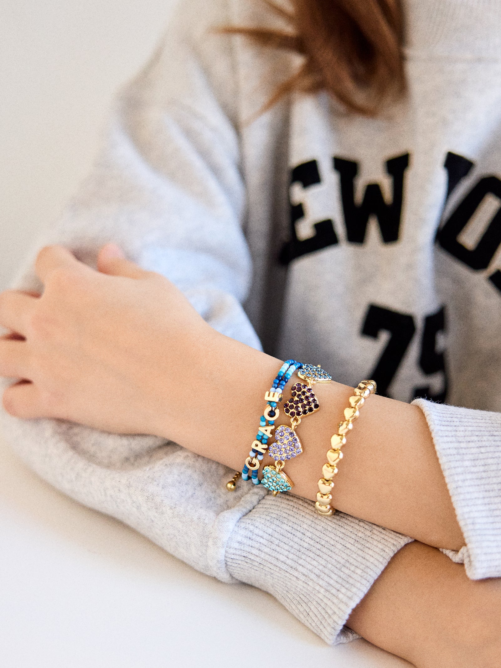 Hearts for Days Kids' Crystal Heart Bracelet - Blue Multi-Blues Comming