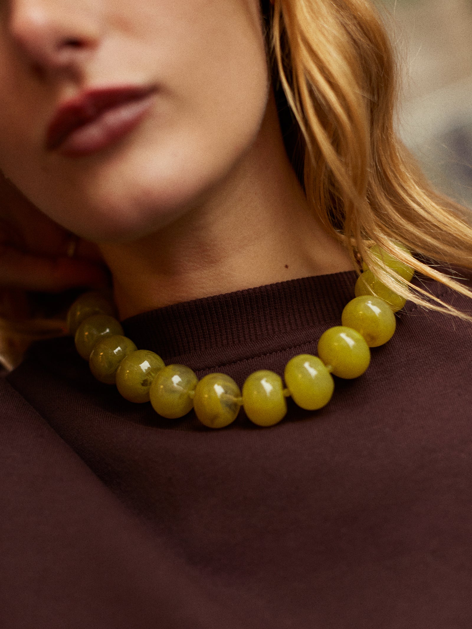 Joan Semi-Precious Necklace - Olive-Blues Comming