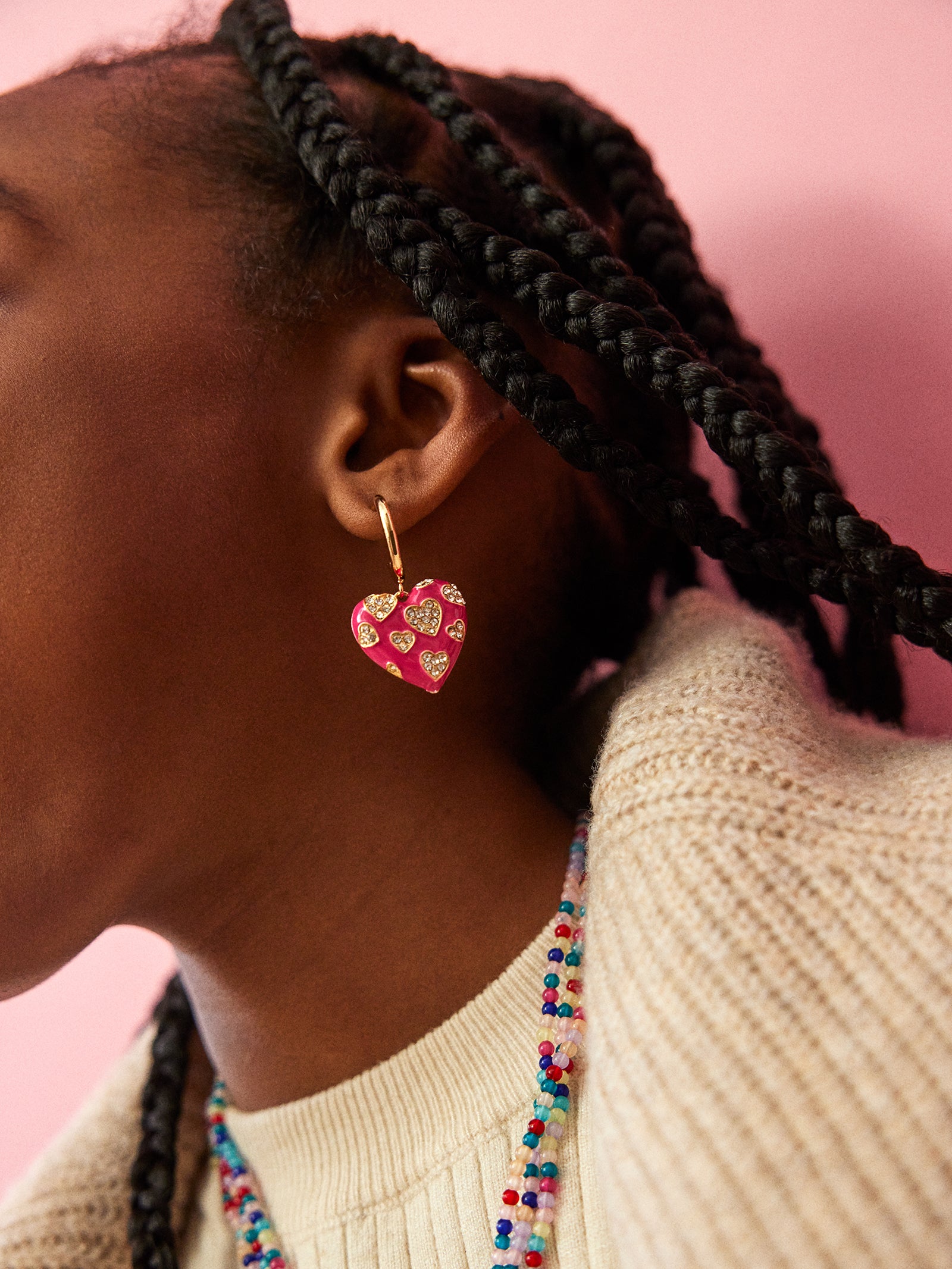 Be My Heart Kids' Earrings - Hot Pink-Blues Comming