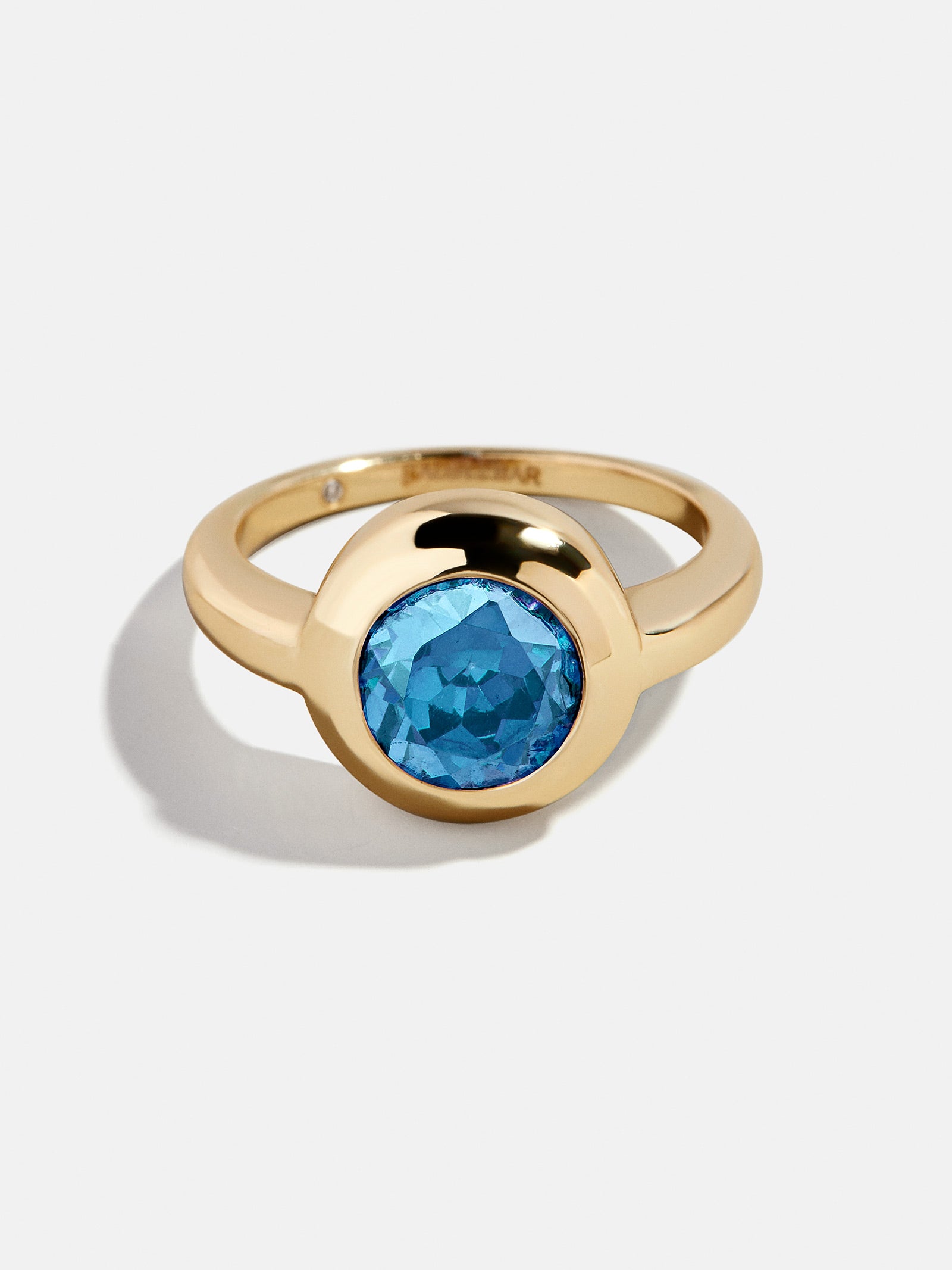 Gold Cubic Zirconia Custom Birthstone Ring - Blue Zircon-Blues Comming