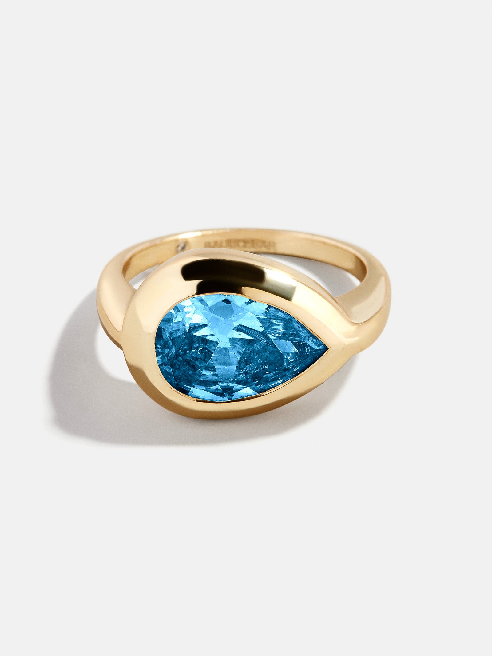Gold Cubic Zirconia Custom Birthstone Ring - Blue Zircon-Blues Comming
