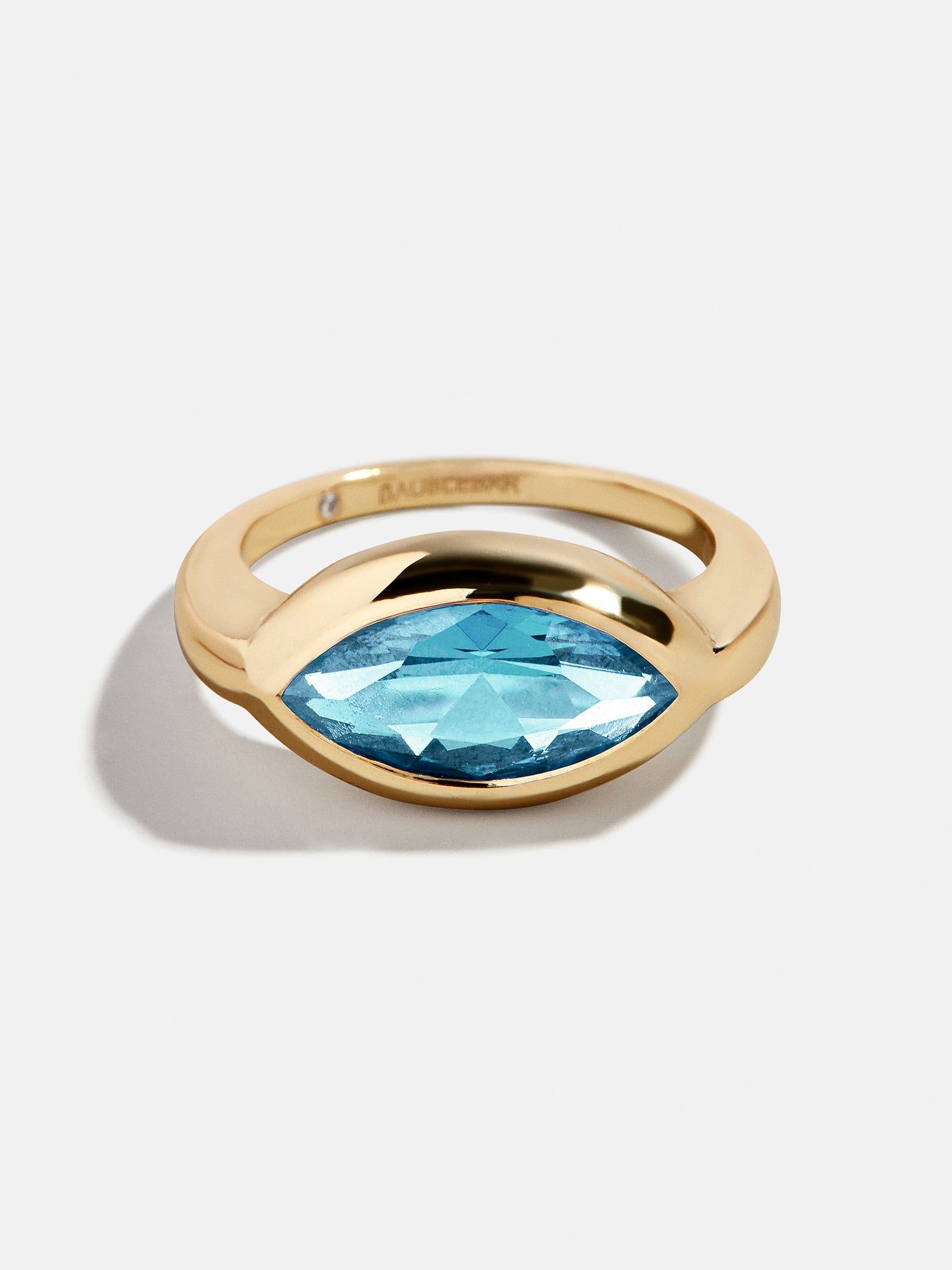 Gold Cubic Zirconia Custom Birthstone Ring - Aquamarine-Blues Comming