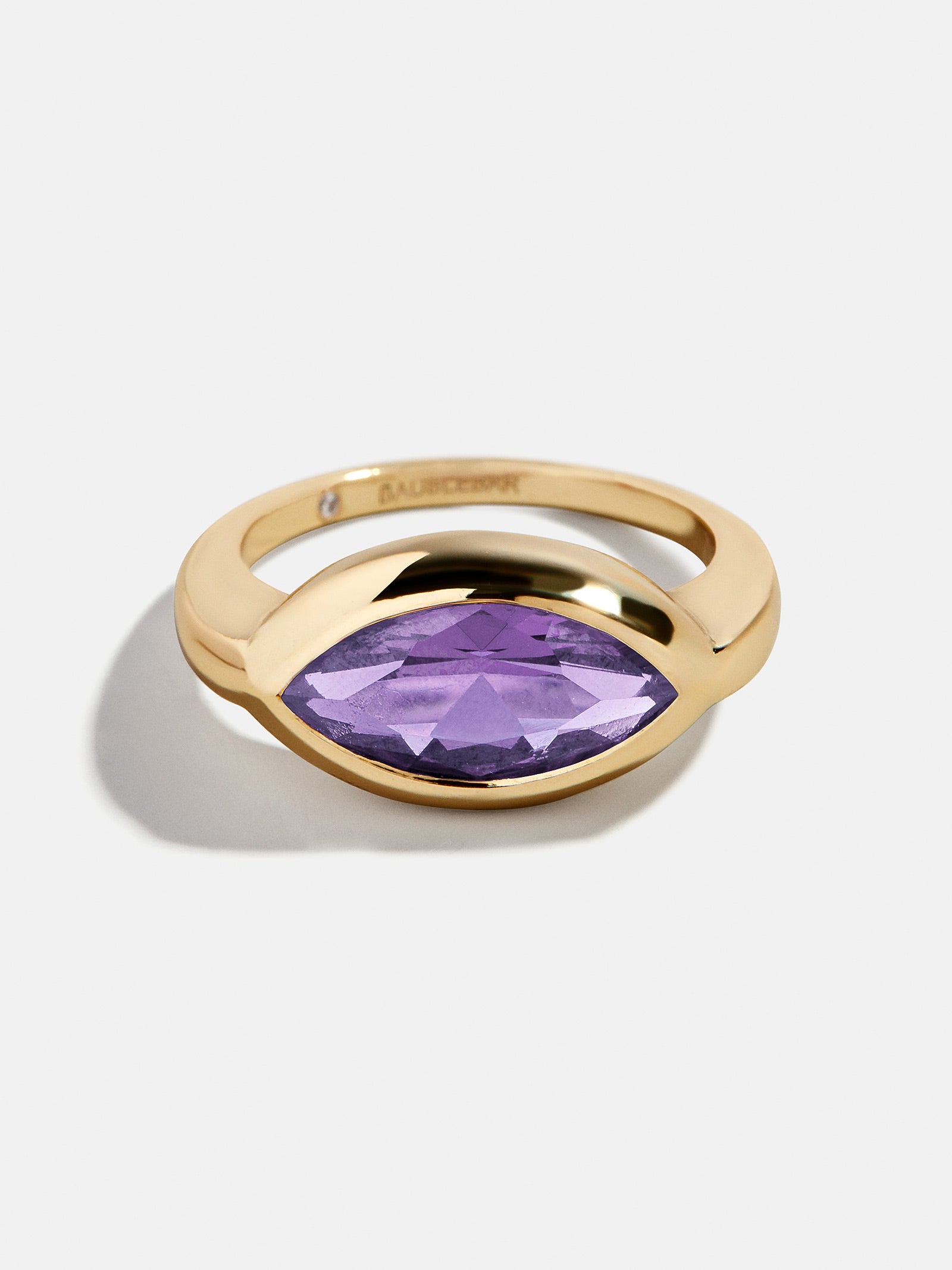 Gold Cubic Zirconia Custom Birthstone Ring - Light Amethyst-Blues Comming