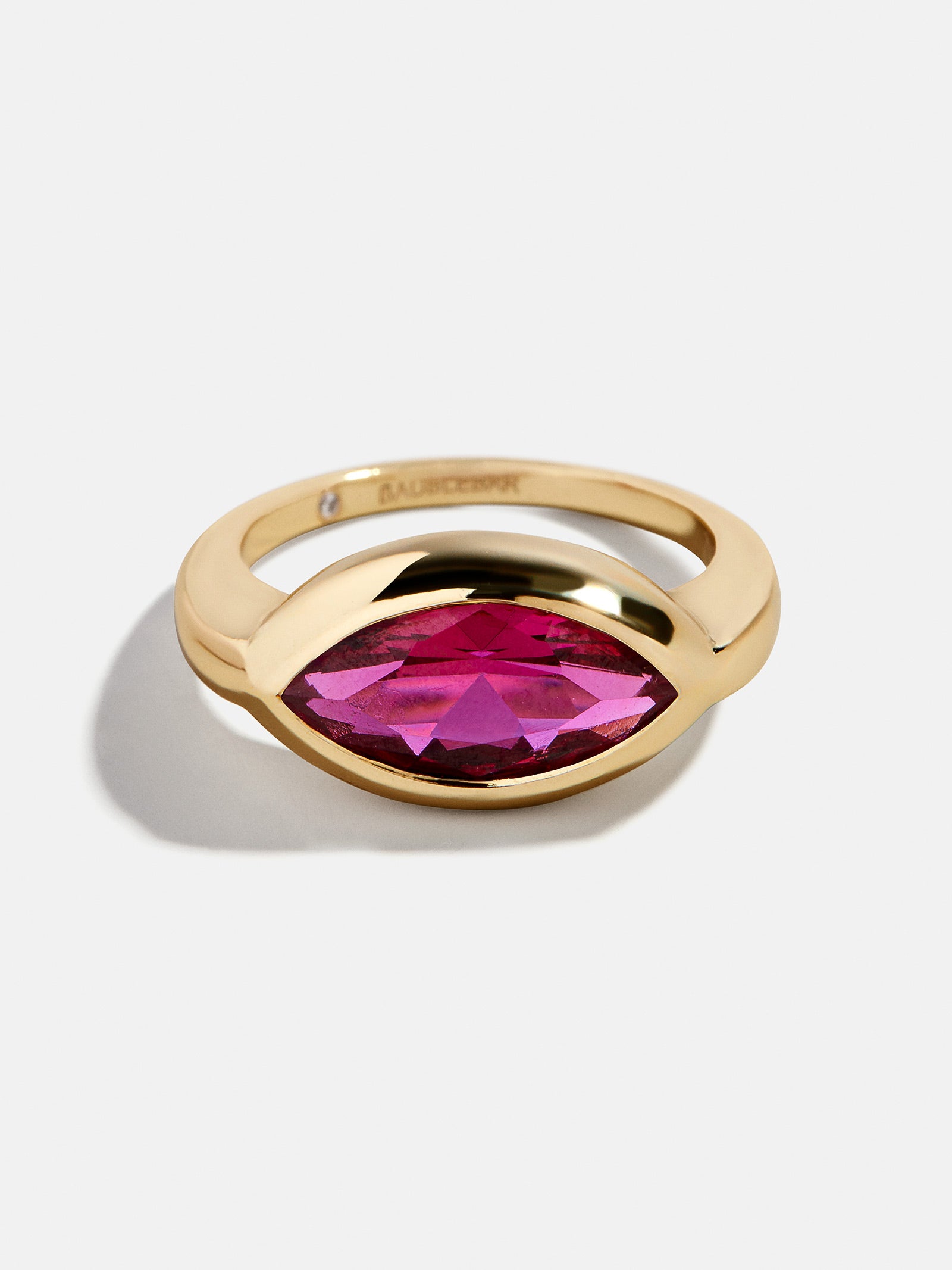 Gold Cubic Zirconia Custom Birthstone Ring - Ruby