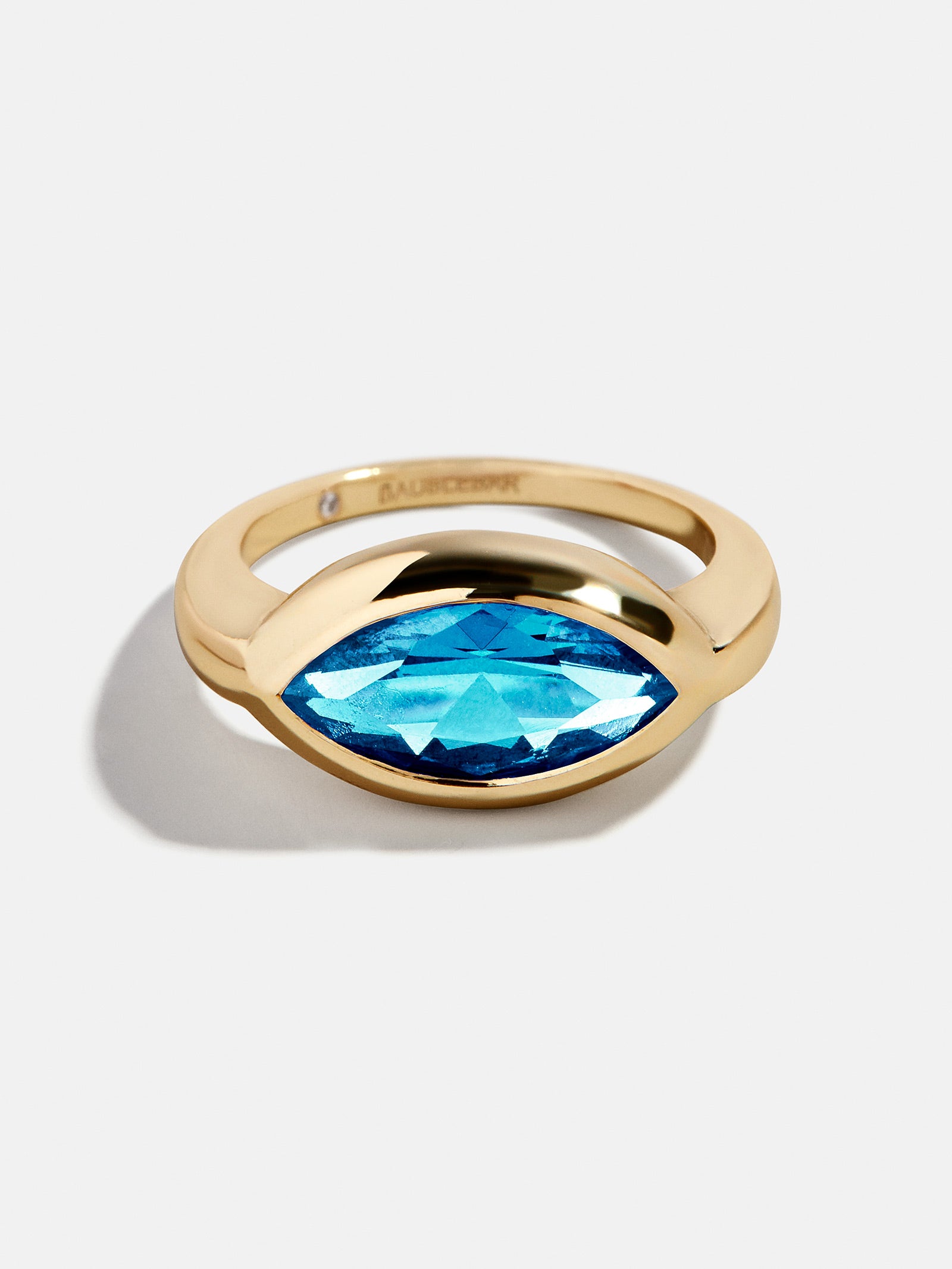Gold Cubic Zirconia Custom Birthstone Ring - Blue Zircon-Blues Comming