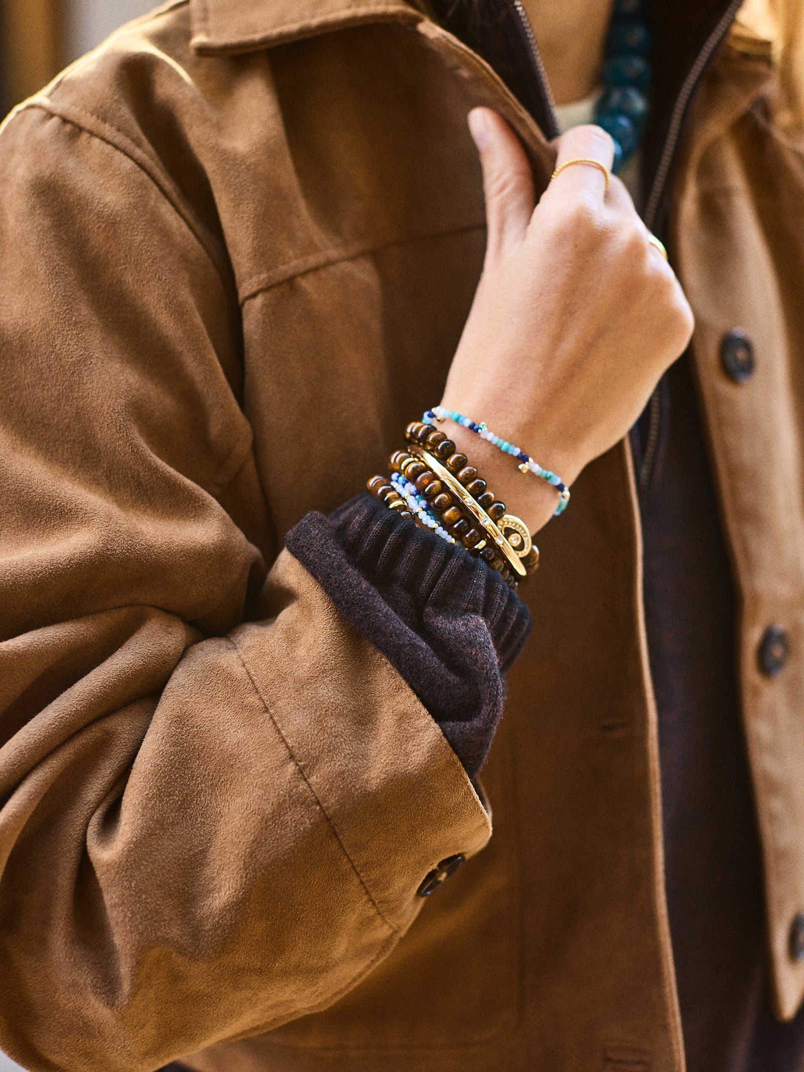 Energy Aligned Evil Eye Bracelet Set - Tiger's Eye-Blues Comming