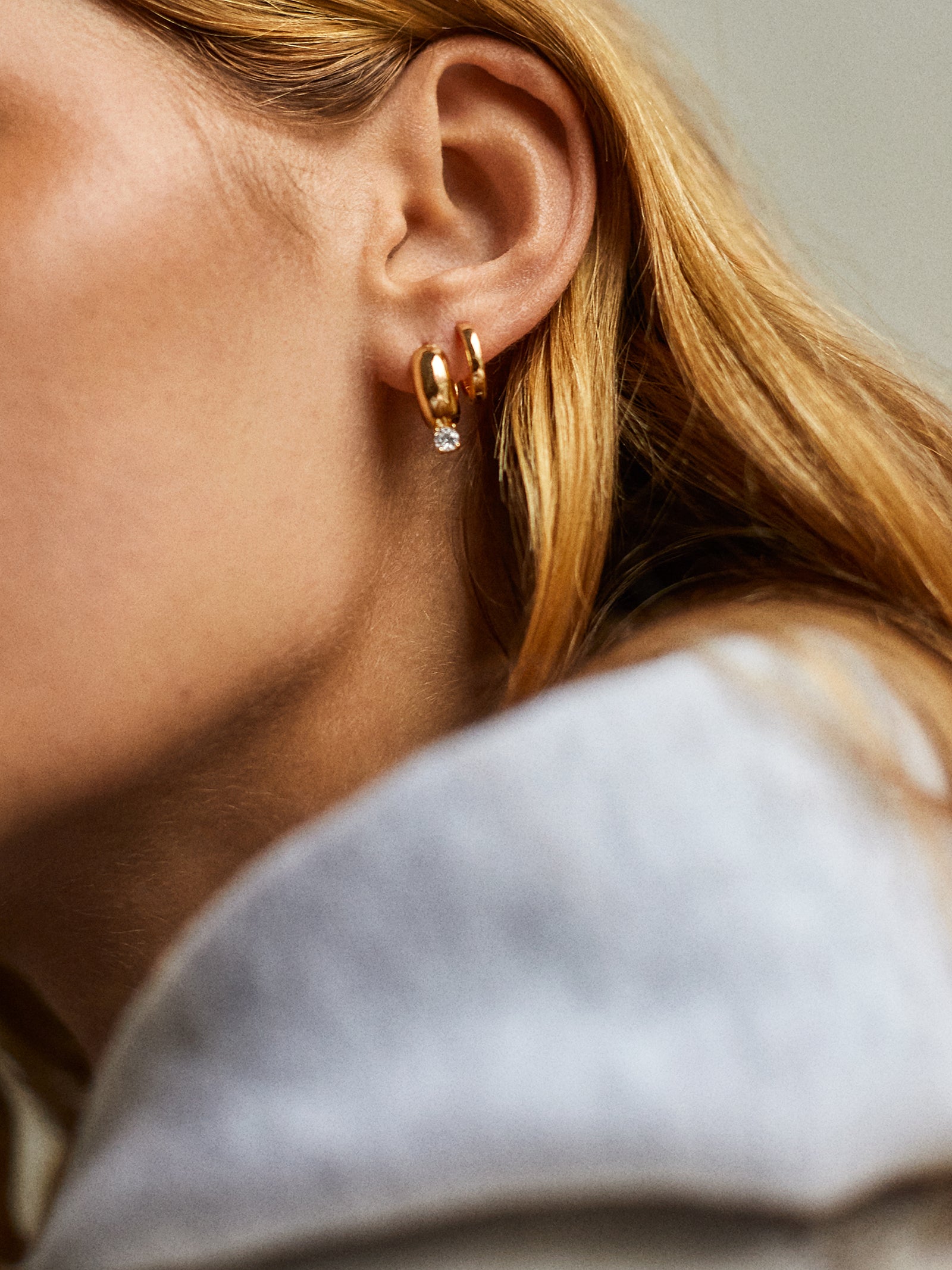 Kourtney 18K Gold Huggie Earrings - Kourtney 18K Gold Plated Sterling Silver Earrings-Blues Comming