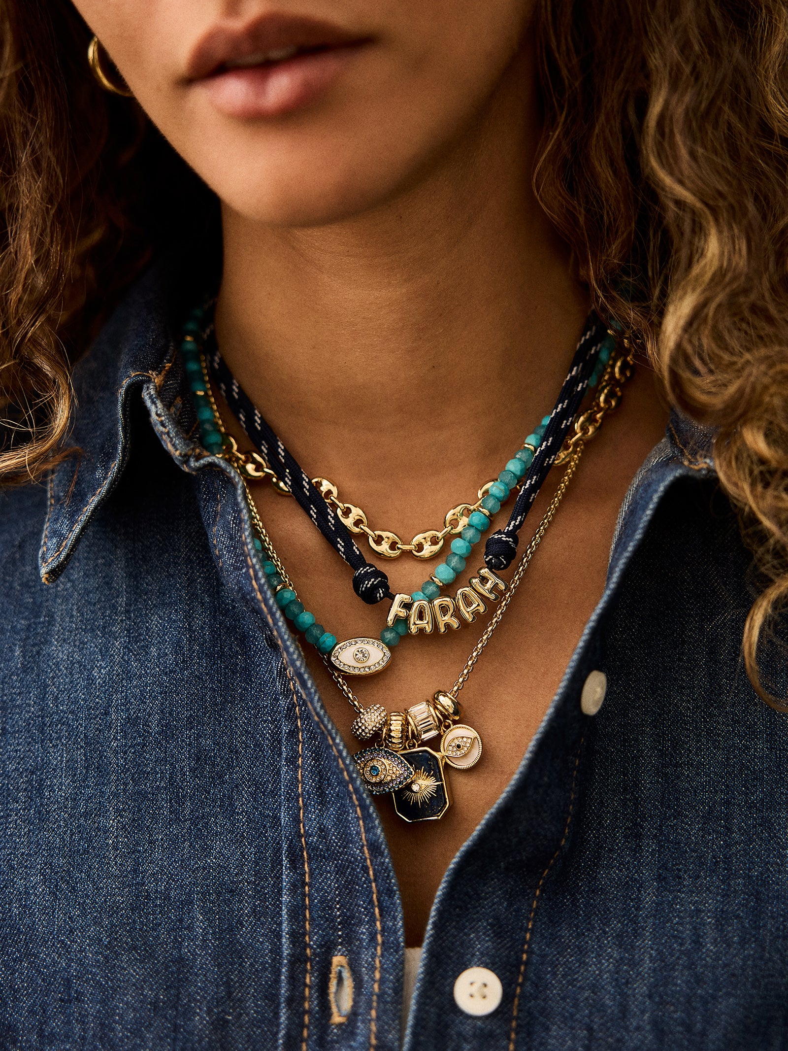 Evil Eye Charm Necklace - Lapis Evil Eye-Blues Comming