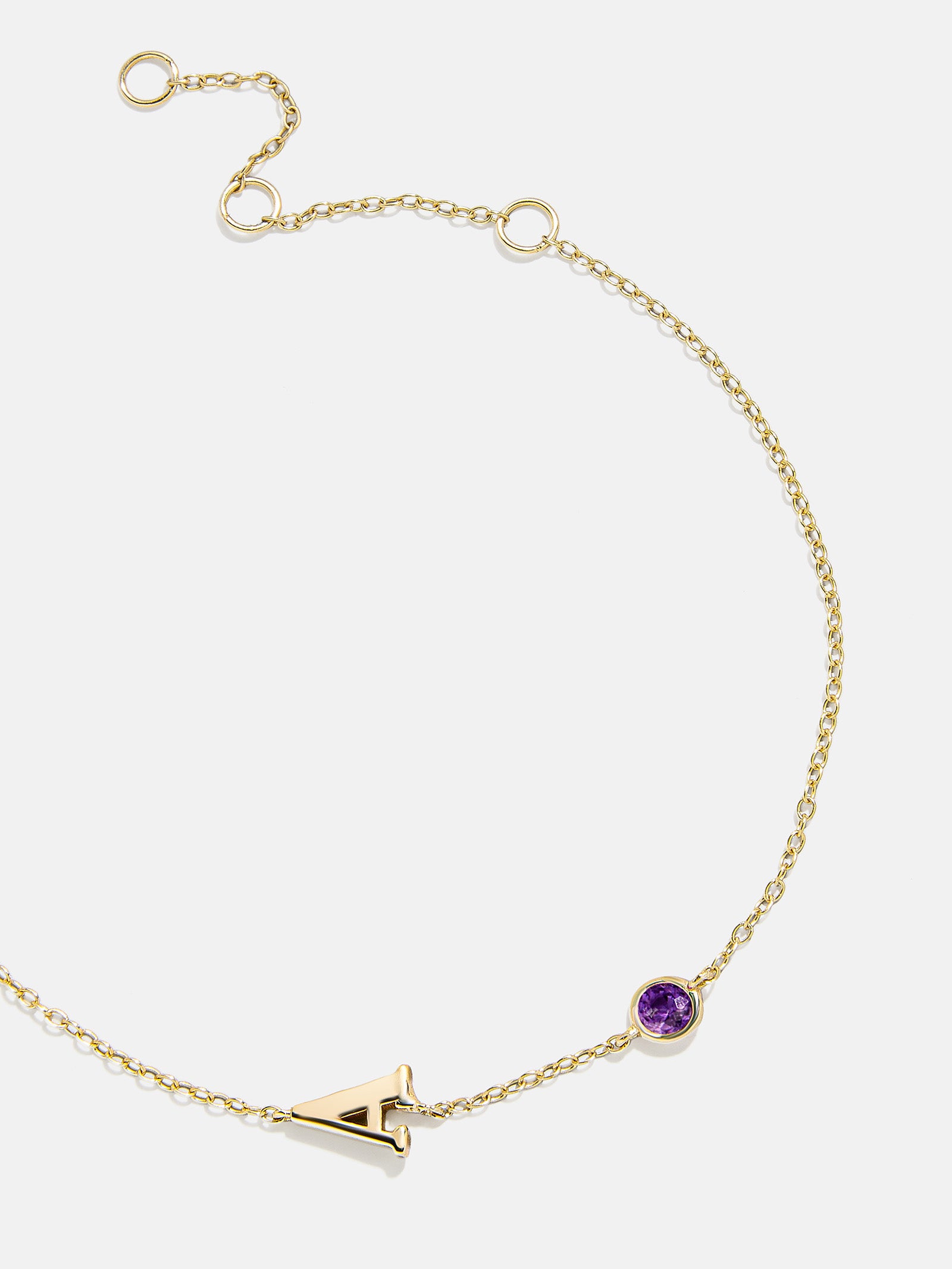 18K Gold Initial Birthstone Custom Bracelet - Amethyst-Blues Comming