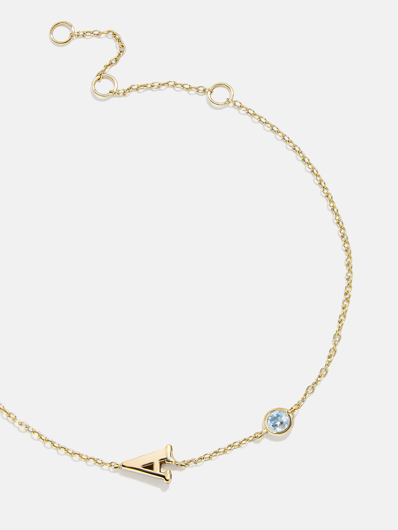 18K Gold Initial Birthstone Custom Bracelet - Aquamarine-Blues Comming