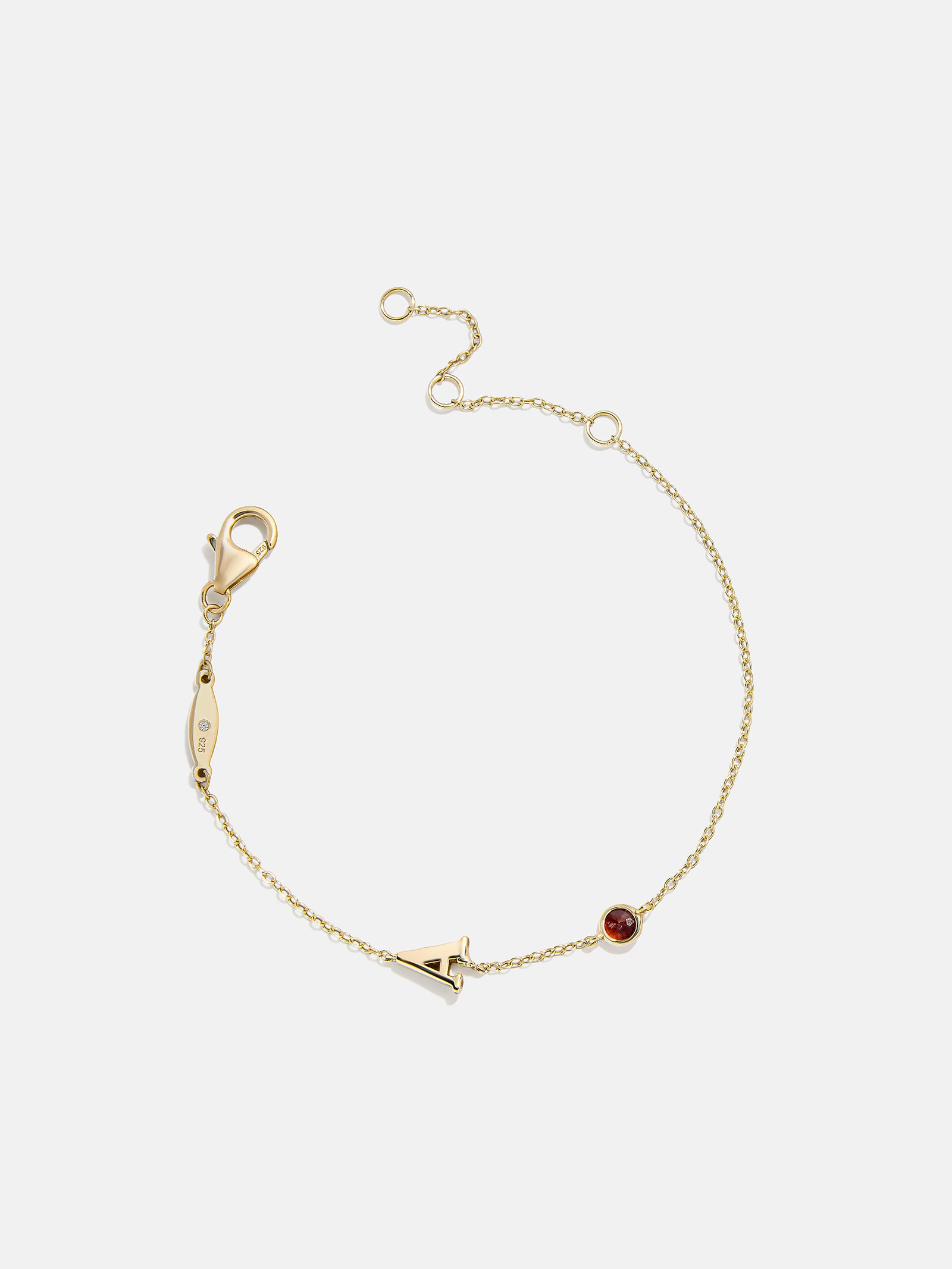 18K Gold Initial Birthstone Custom Bracelet - Ruby-Blues Comming