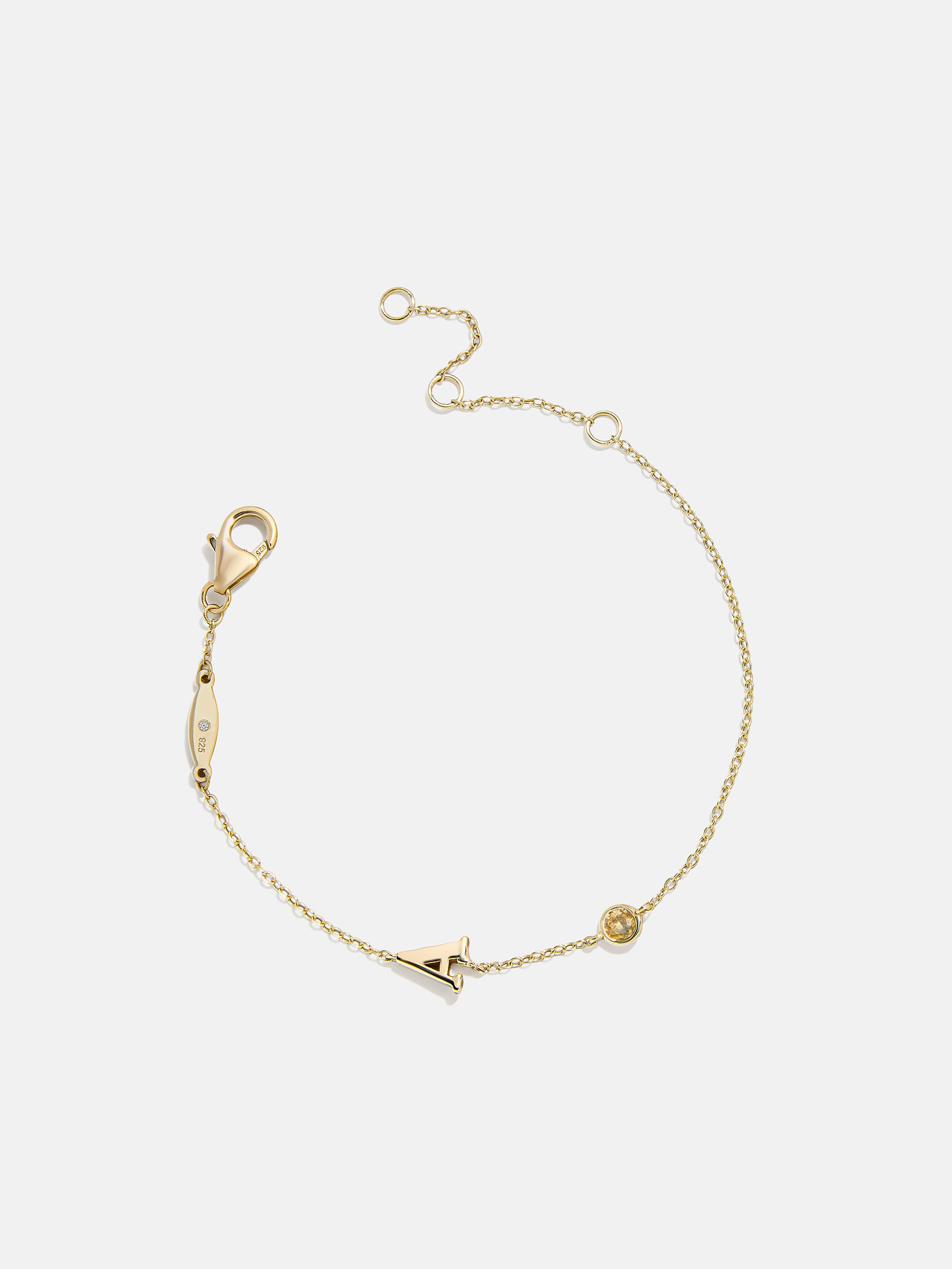 18K Gold Initial Birthstone Custom Bracelet - Topaz-Blues Comming