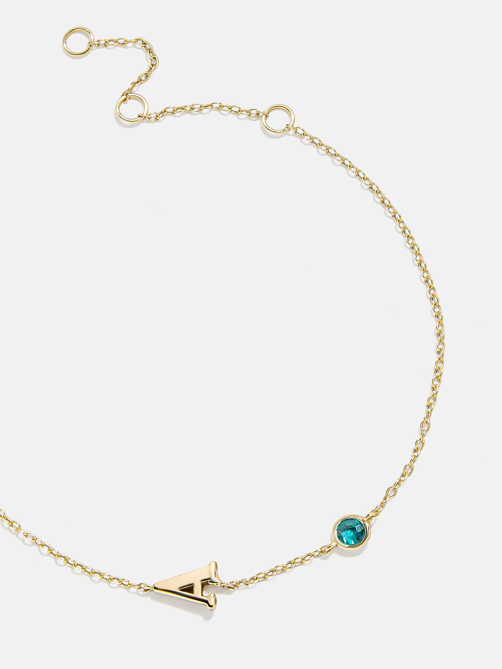 18K Gold Initial Birthstone Custom Bracelet - Blue Zircon-Blues Comming