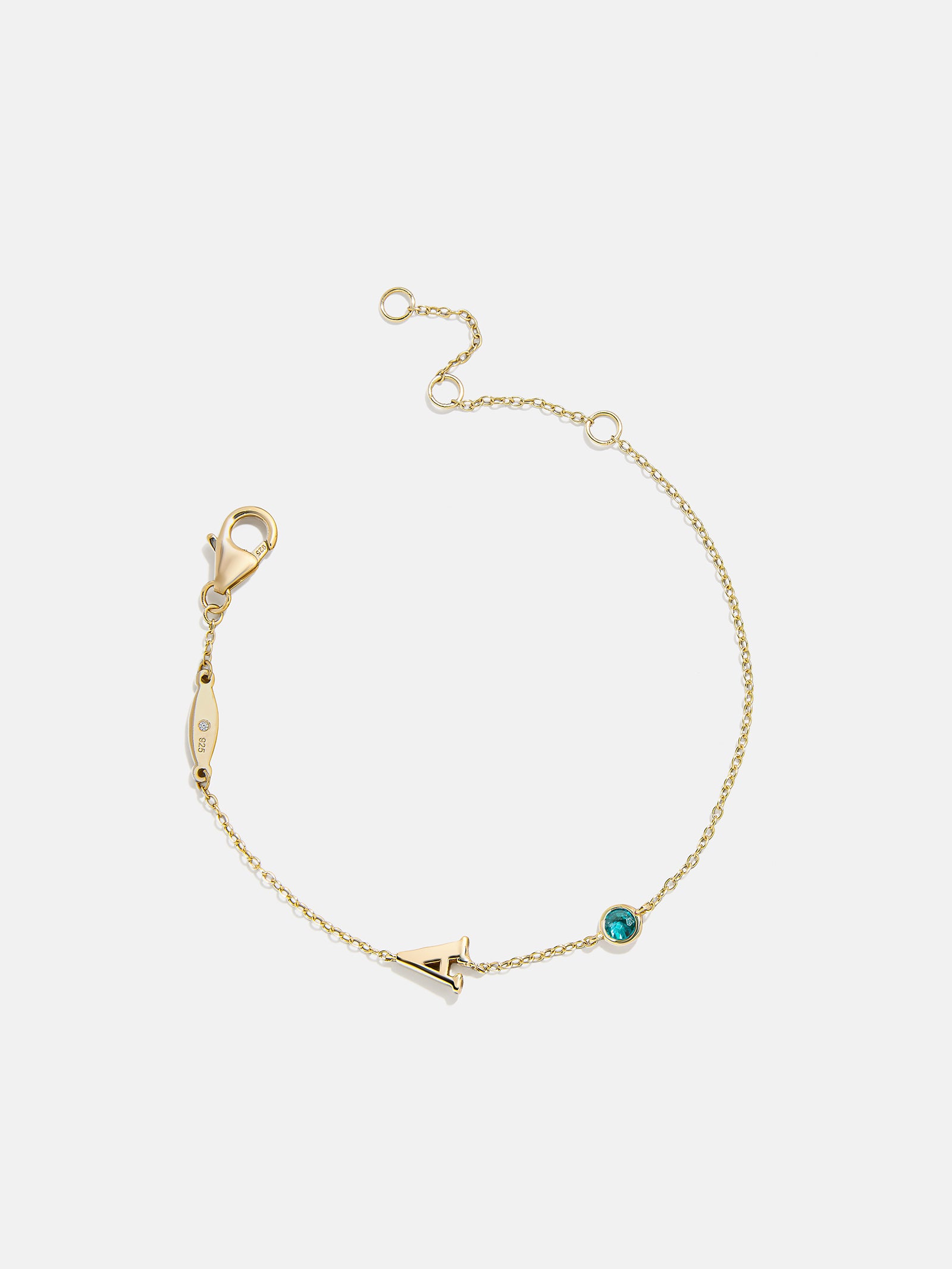 18K Gold Initial Birthstone Custom Bracelet - Blue Zircon-Blues Comming