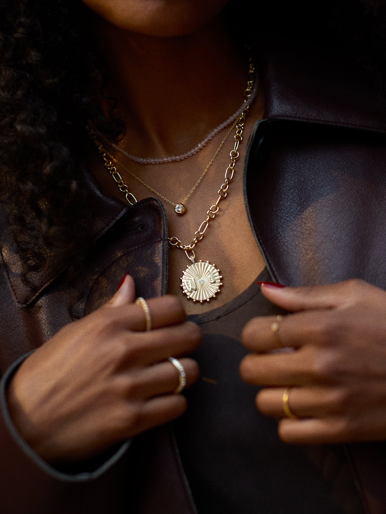 Initial Custom Medallion Necklace - Gold/Pavé-Blues Comming