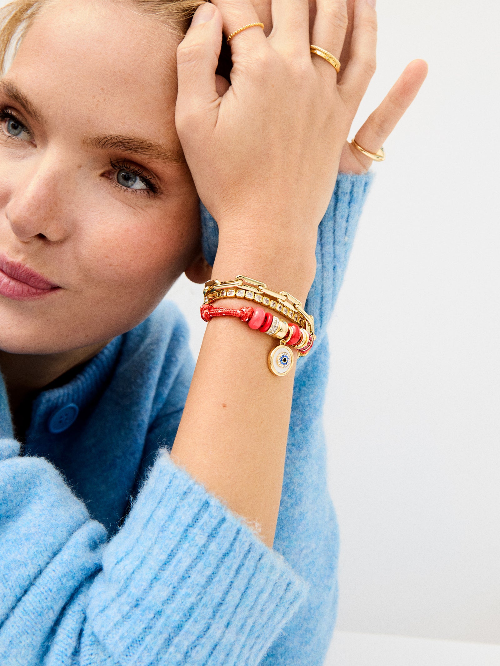 Eye Candy Evil Eye Paracord Bracelet - Red-Blues Comming