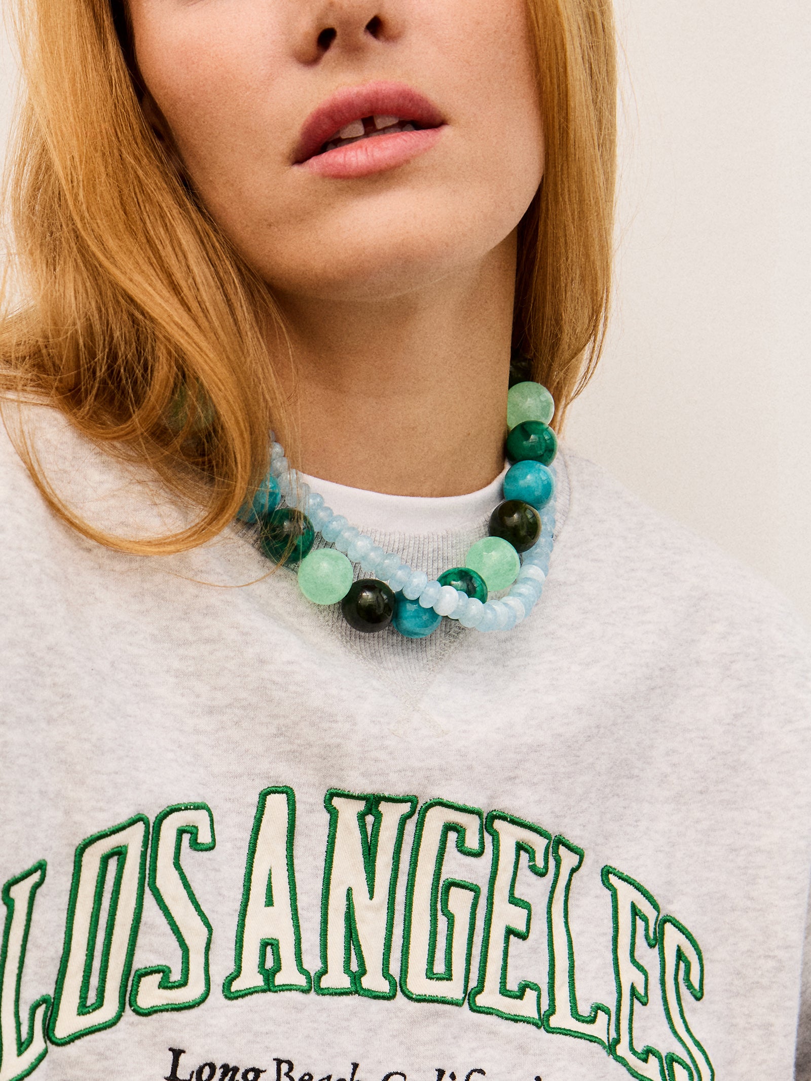 Jane Beaded Necklace - Blue Multi-Blues Comming