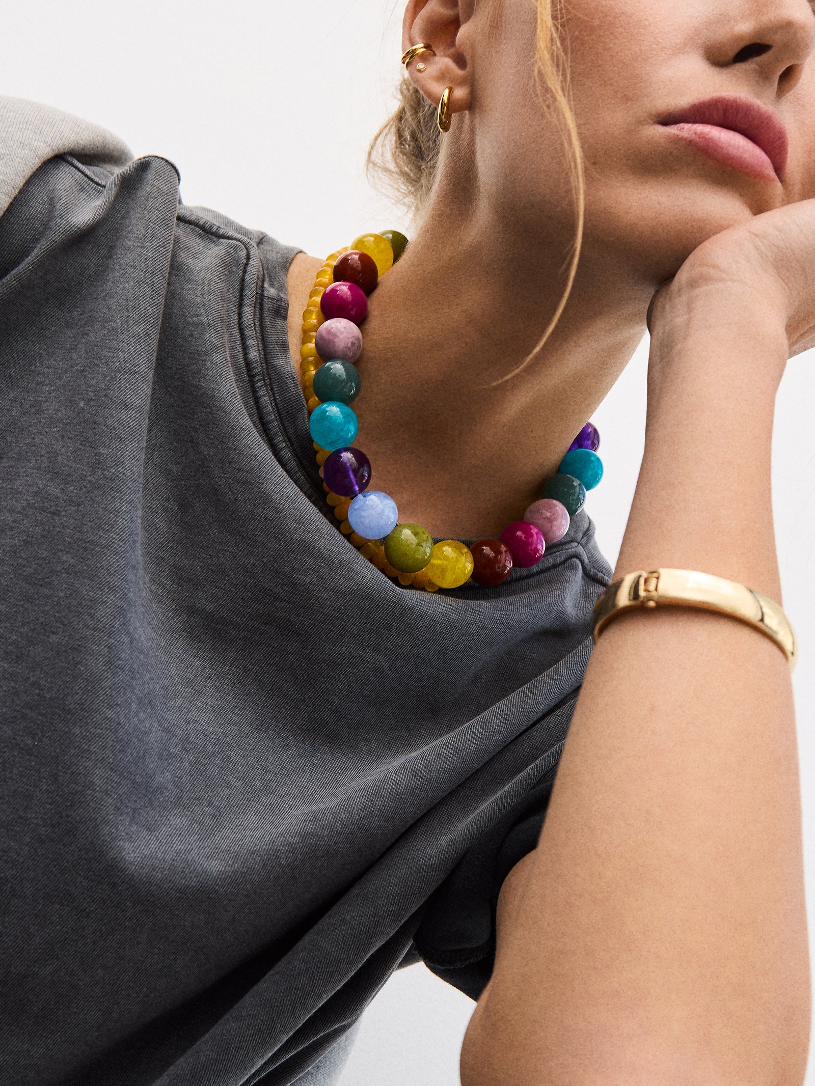 Jane Beaded Necklace - Multi-Blues Comming