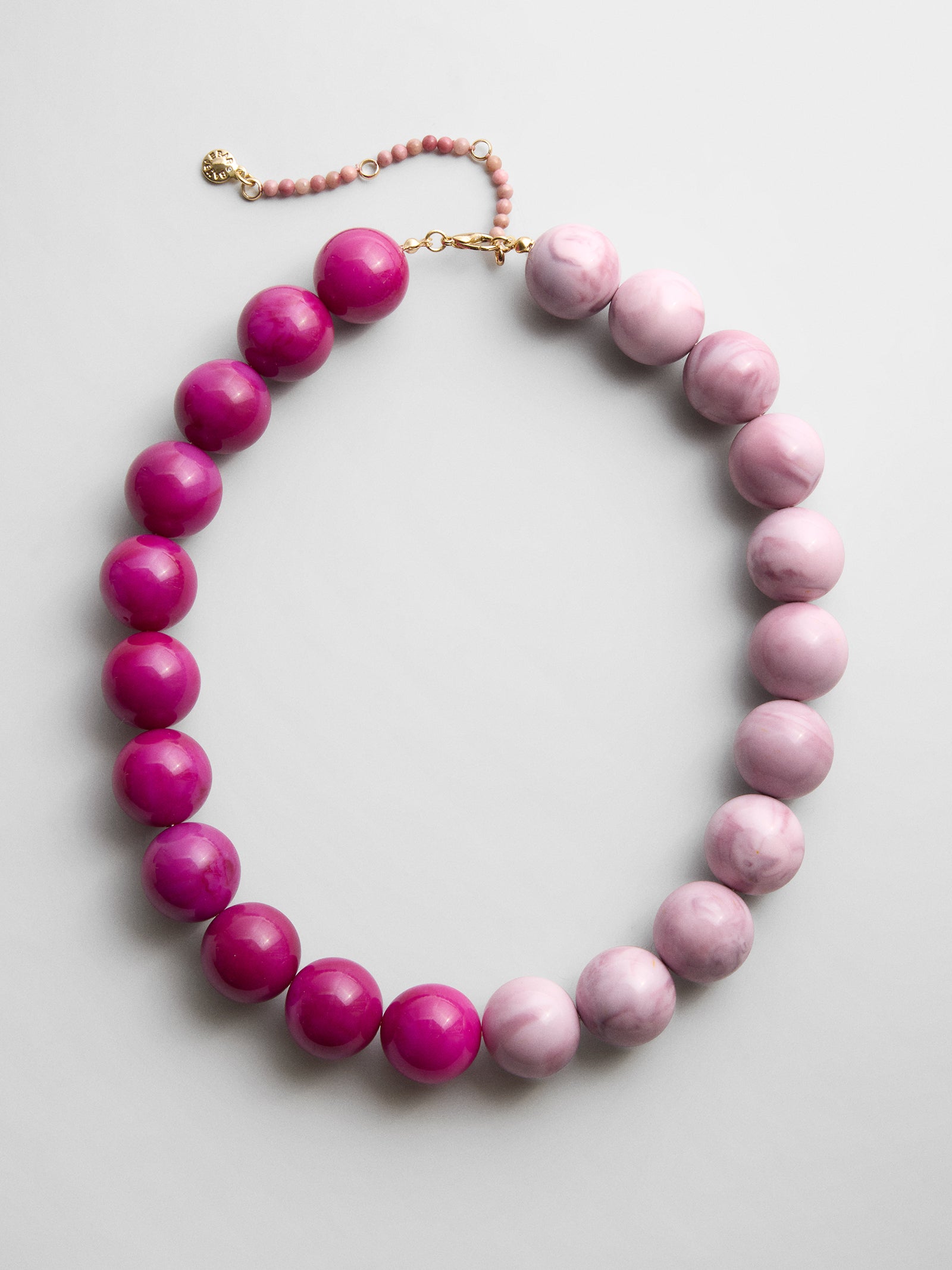 Jane Beaded Necklace - Dark Pink Quartz/Smoky Rose Quartz-Blues Comming