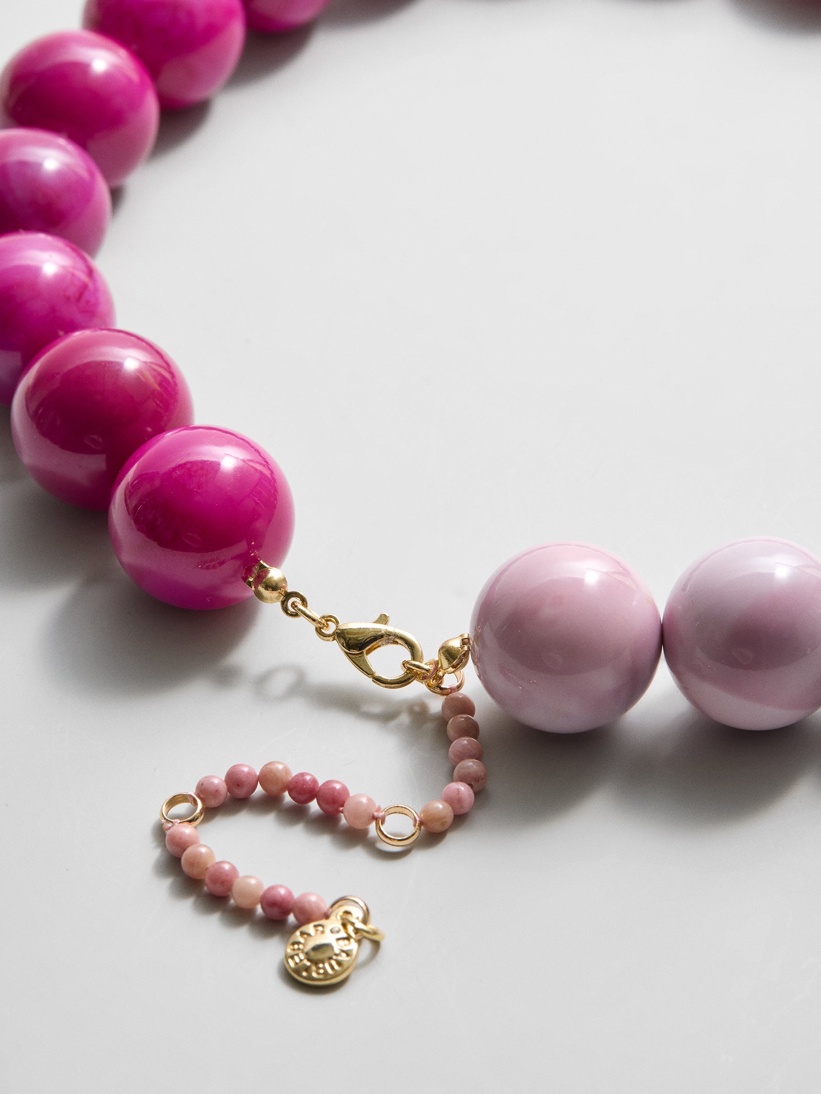 Jane Beaded Necklace - Dark Pink Quartz/Smoky Rose Quartz-Blues Comming