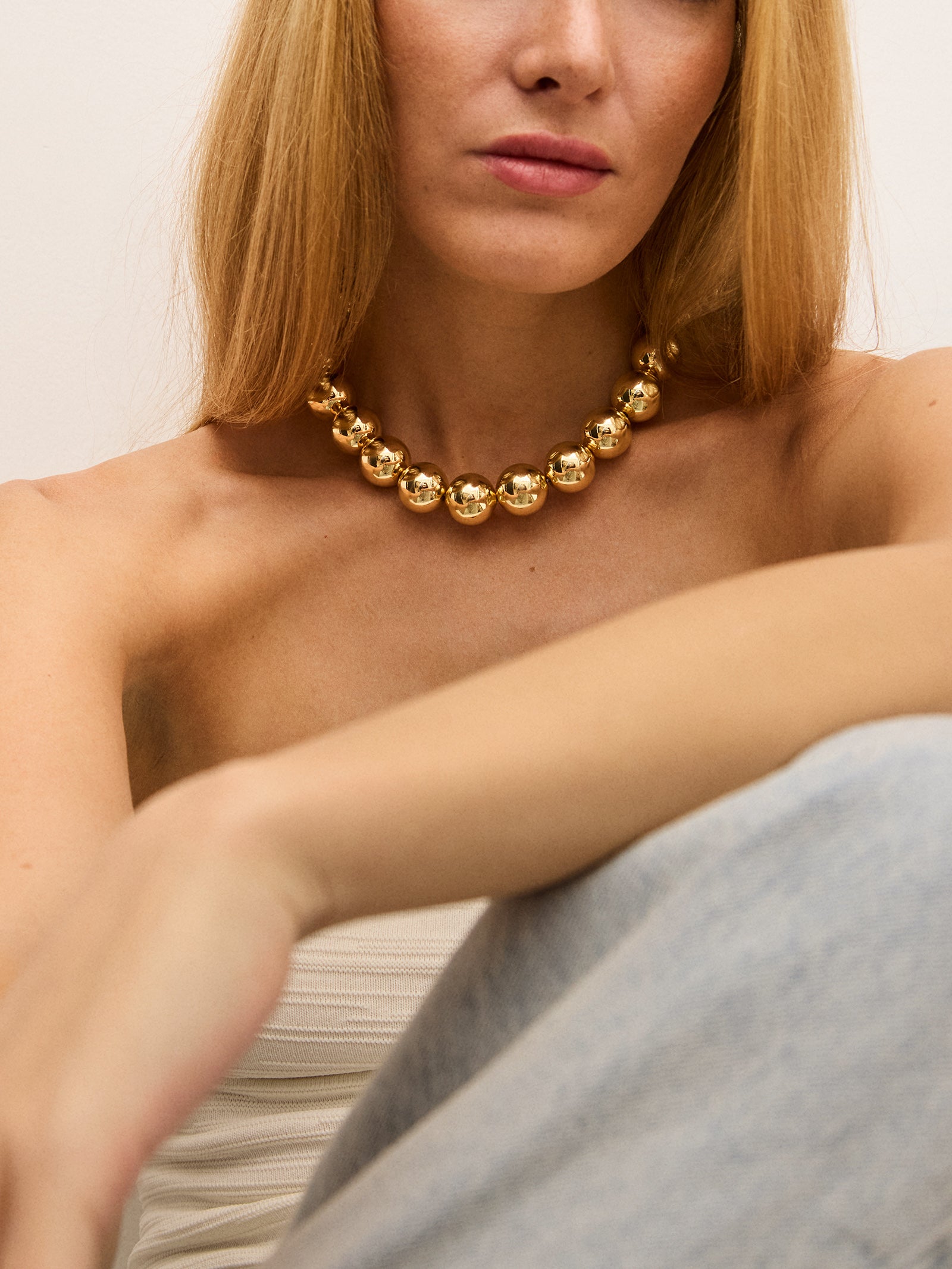 Jane Beaded Necklace - Gold-Blues Comming