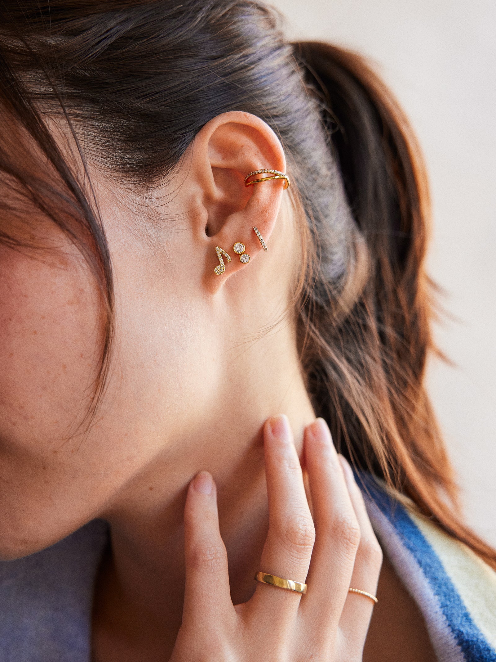 14K Gold Just For Fun Earrings - Music Note-Blues Comming