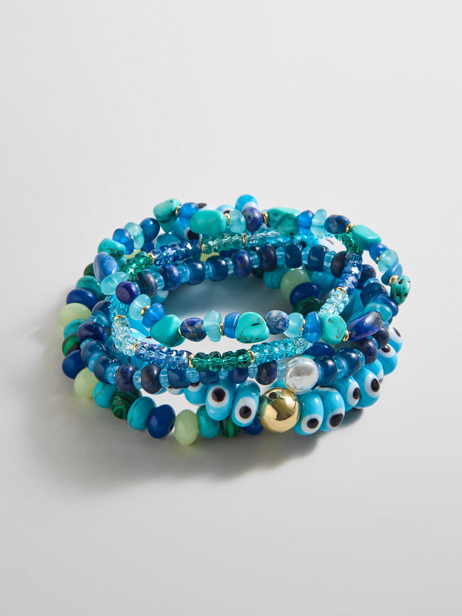 Darcy Beaded Bracelet Set - Blue-Blues Comming