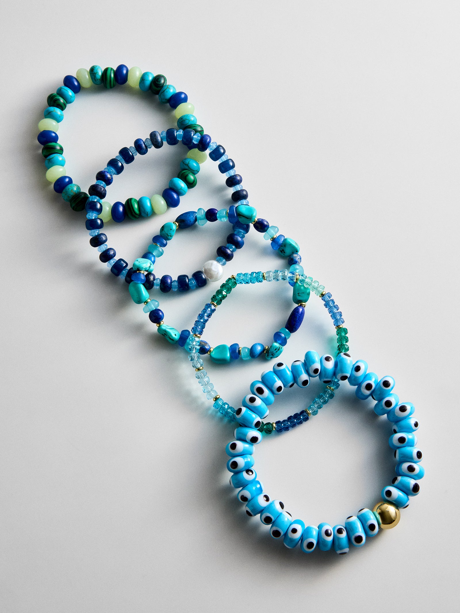 Darcy Beaded Bracelet Set - Blue-Blues Comming