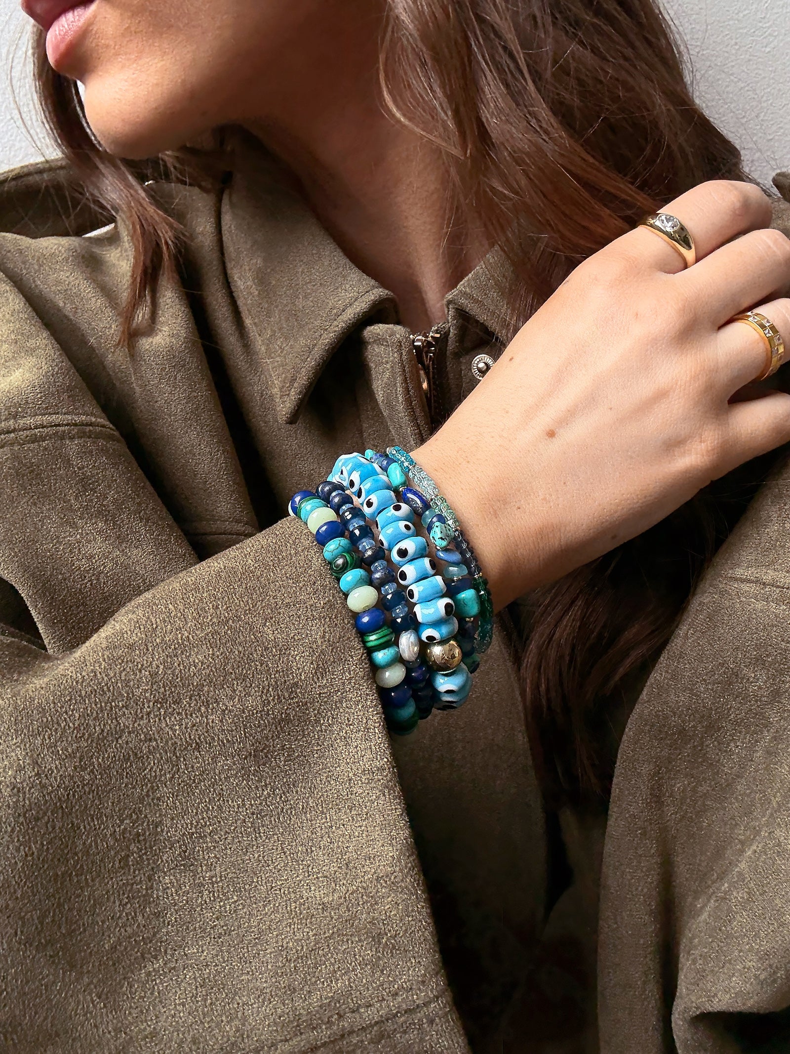 Darcy Beaded Bracelet Set - Blue-Blues Comming