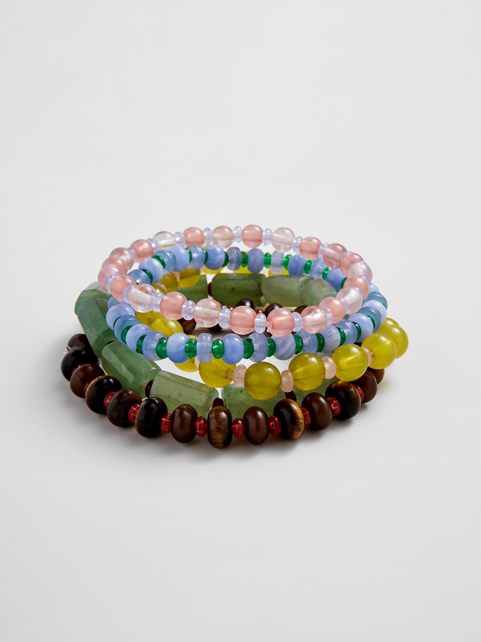 Darcy Beaded Bracelet Set - Muted Multi-Blues Comming