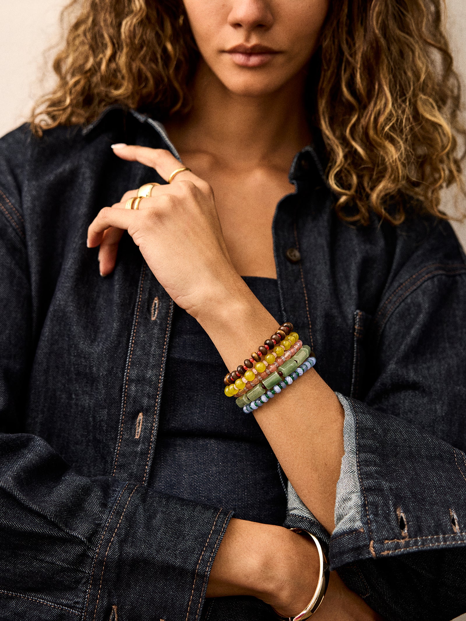 Darcy Beaded Bracelet Set - Muted Multi-Blues Comming