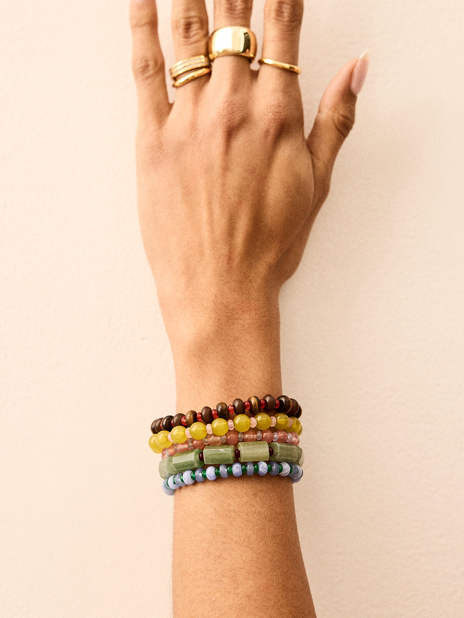 Darcy Beaded Bracelet Set - Muted Multi-Blues Comming