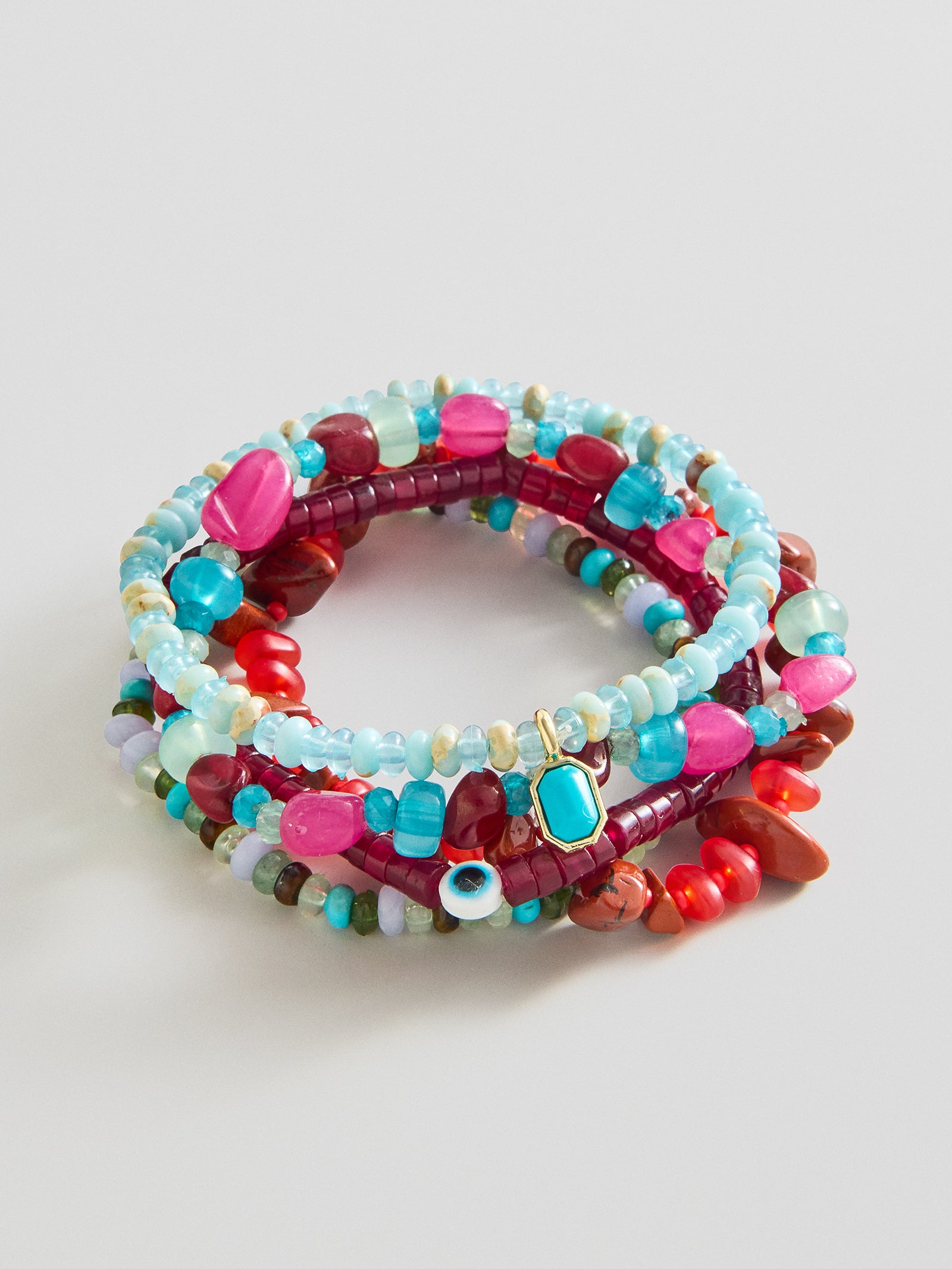 Darcy Beaded Bracelet Set - Red-Blues Comming