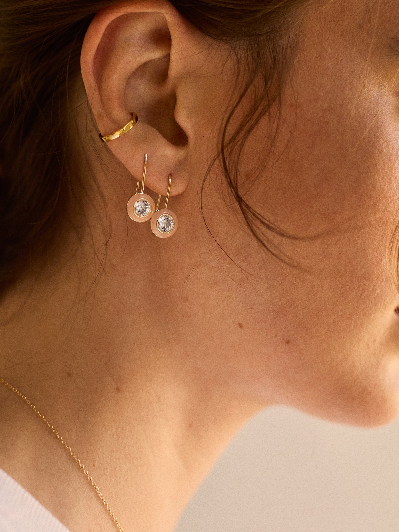 Fallon 14K Gold Semi-Precious Earrings - Rose Quartz-Blues Comming