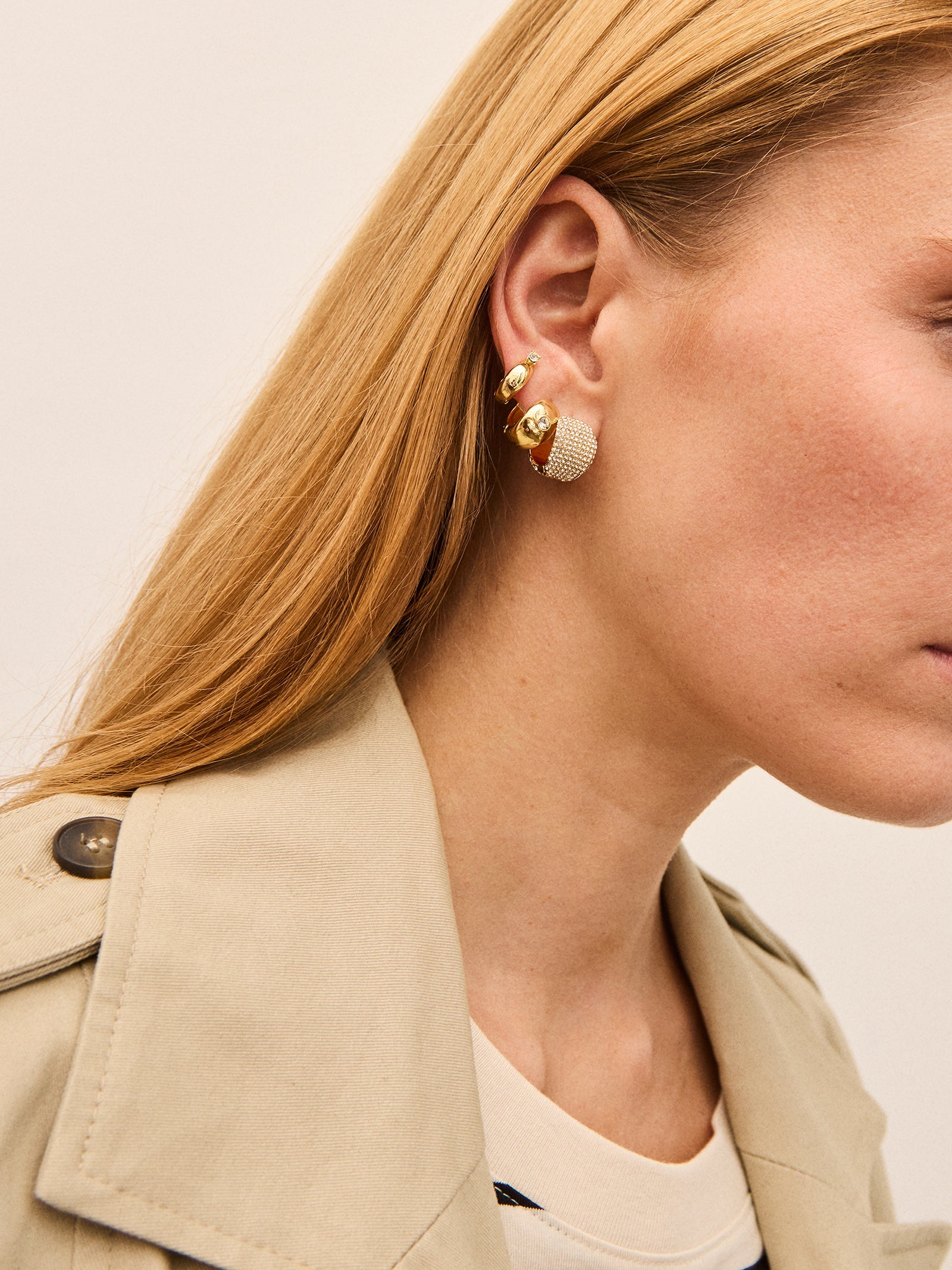 Britt Huggie Earring Set - Gold/Pavé-Blues Comming