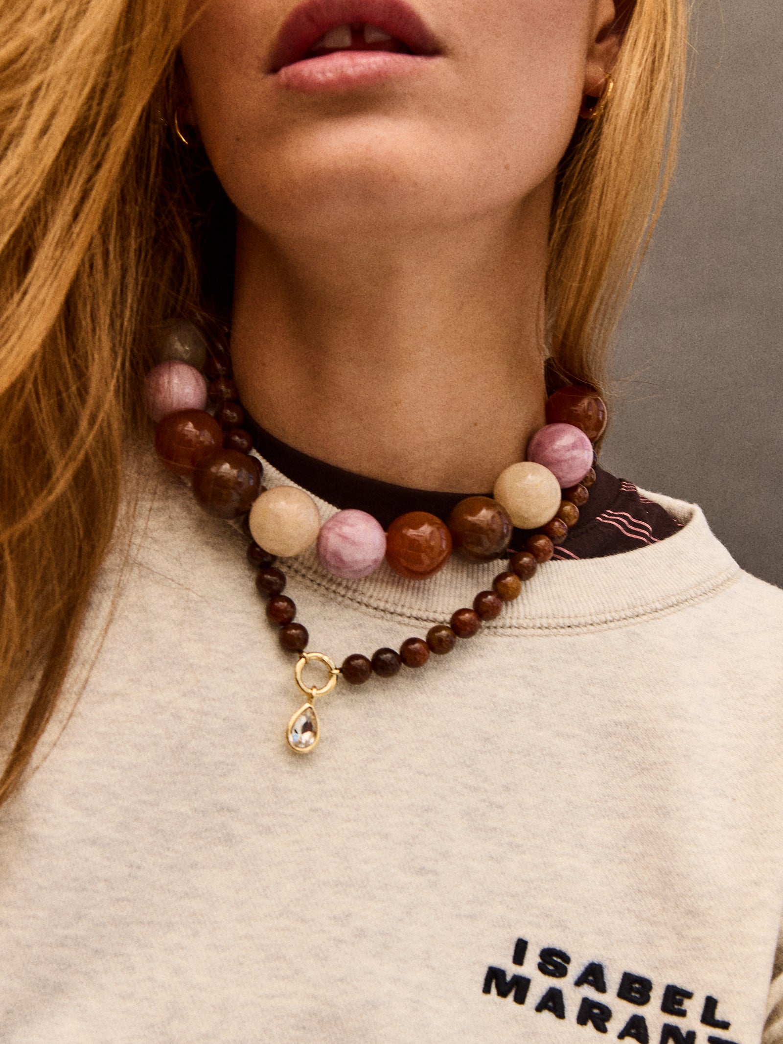 Jane Beaded Necklace - Brown Multi-Blues Comming