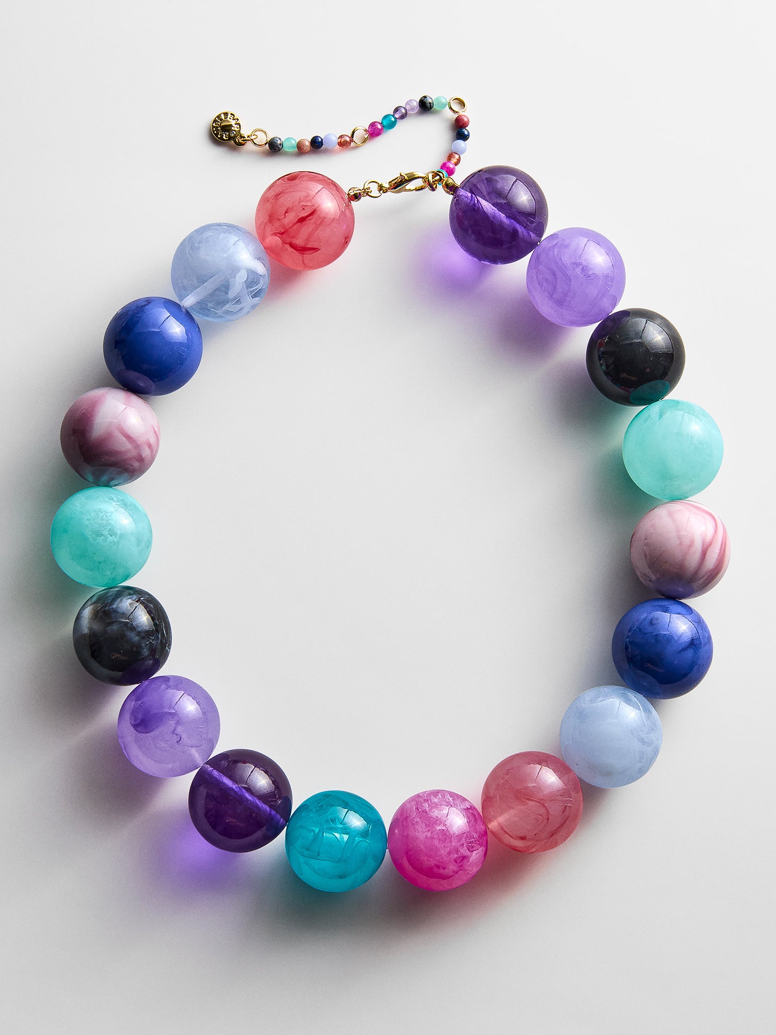 Jane Beaded Necklace - Muted Multi-Blues Comming