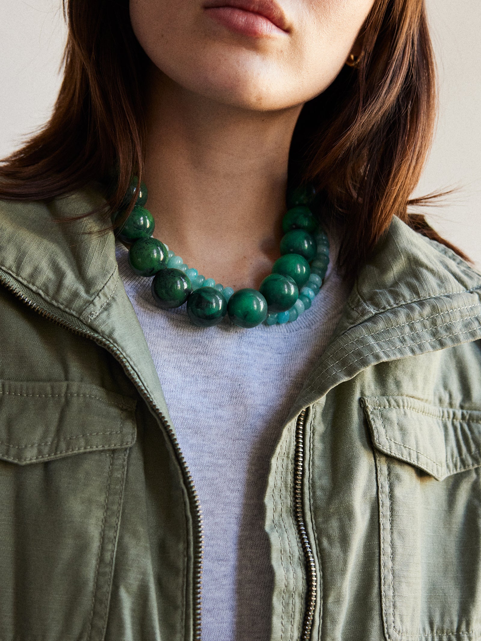 Jane Beaded Necklace - Smoky Malachite-Blues Comming